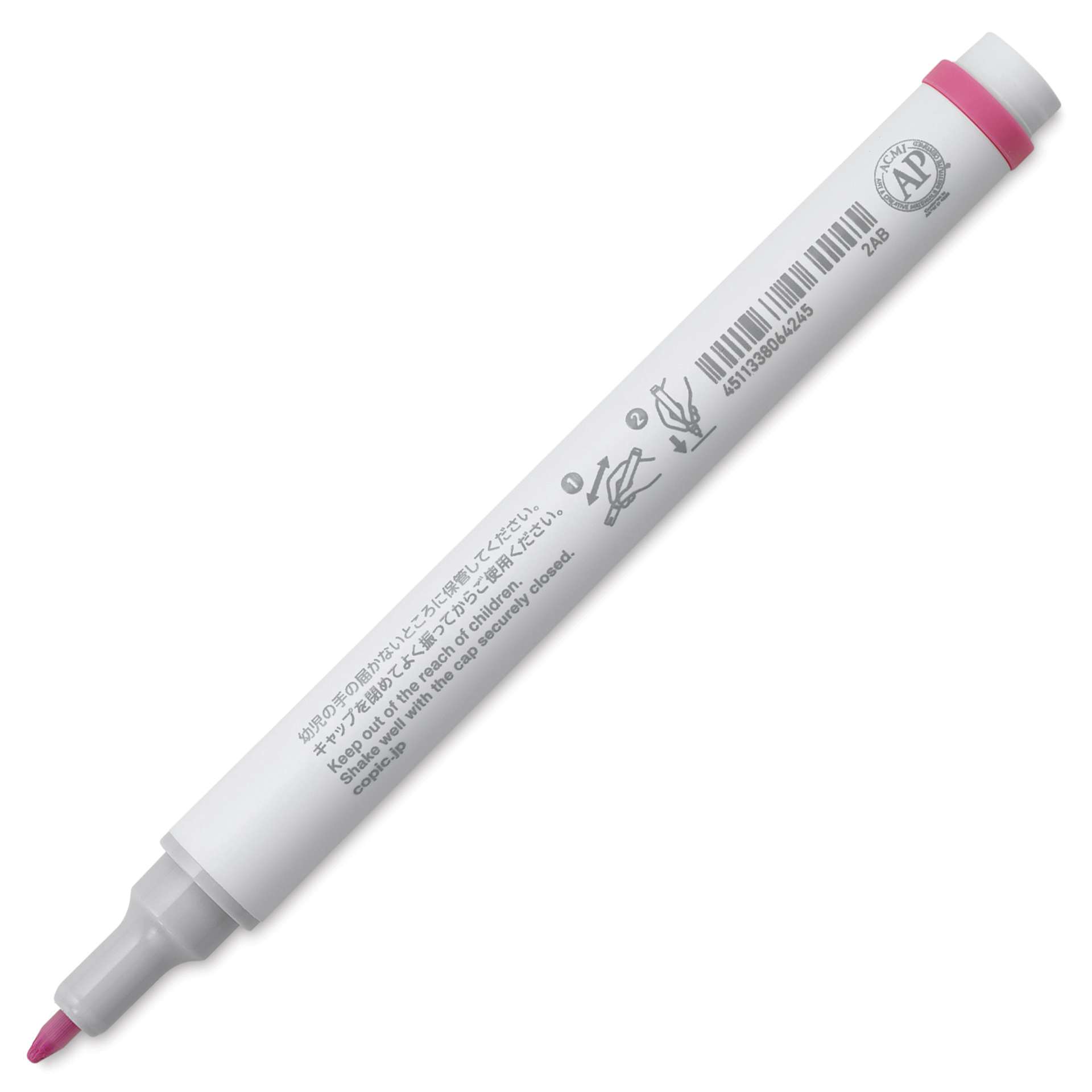 Copic Acrea Paint Marker - Dark Rose 020, marker barrel showing usage instructions