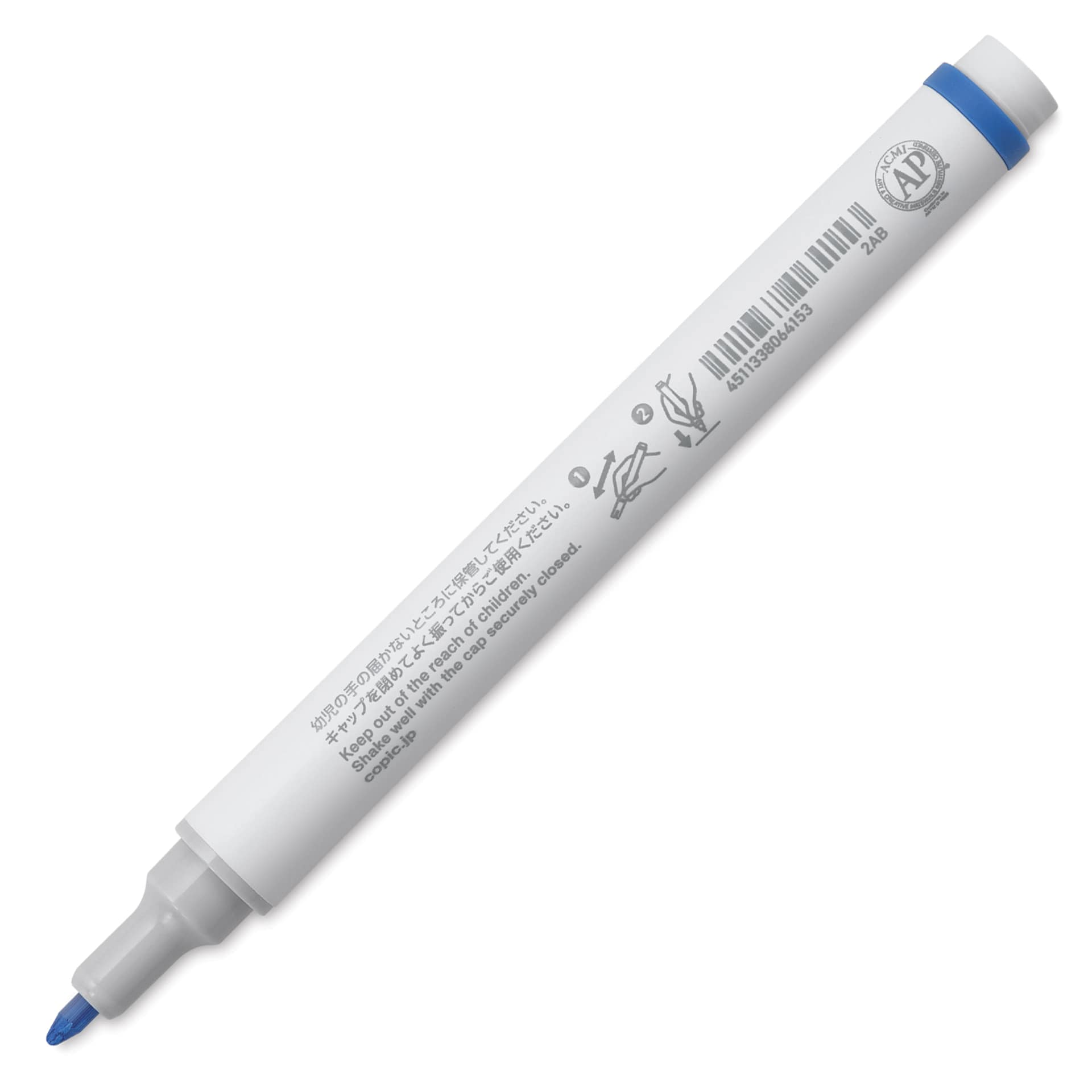 Copic Acrea Paint Marker - Sky Blue 012, marker barrel showing usage instructions