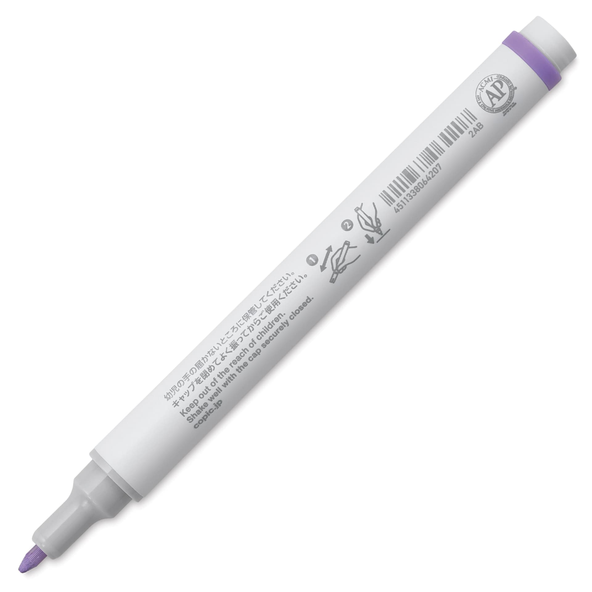 Copic Acrea Paint Marker - Lilac 013, marker barrel showing usage instructions