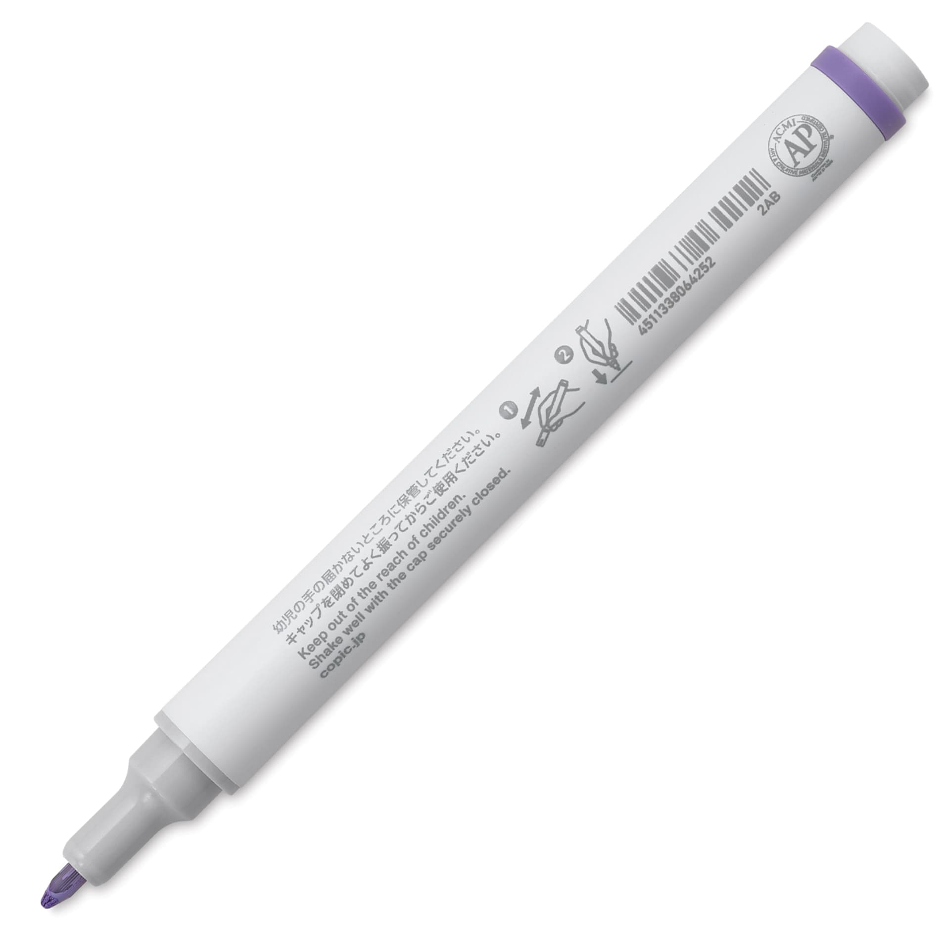 Copic Acrea Paint Marker - Pansy 019, marker barrel showing usage instructions