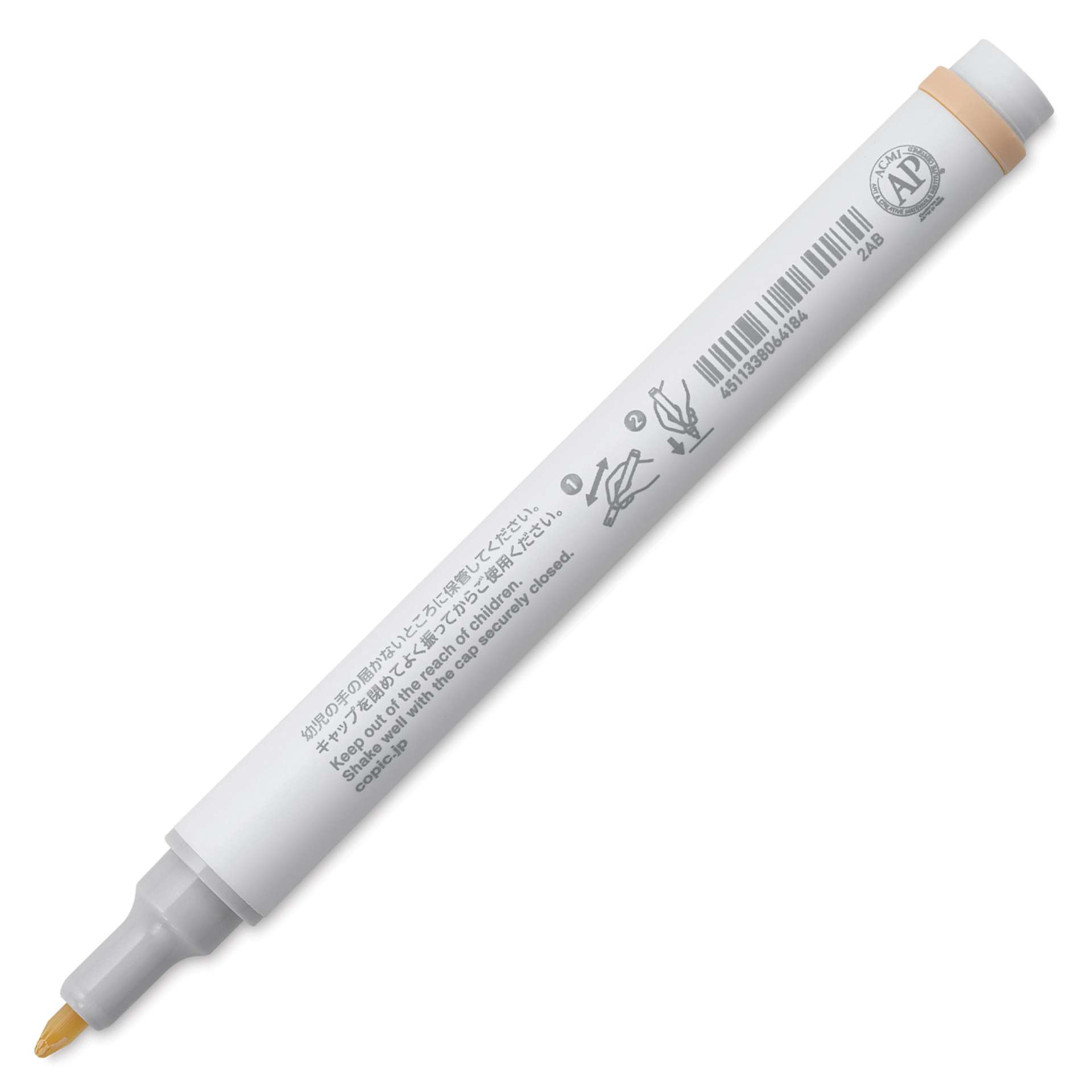 Copic Acrea Paint Marker - Custard Beige 015, marker barrel showing usage instructions