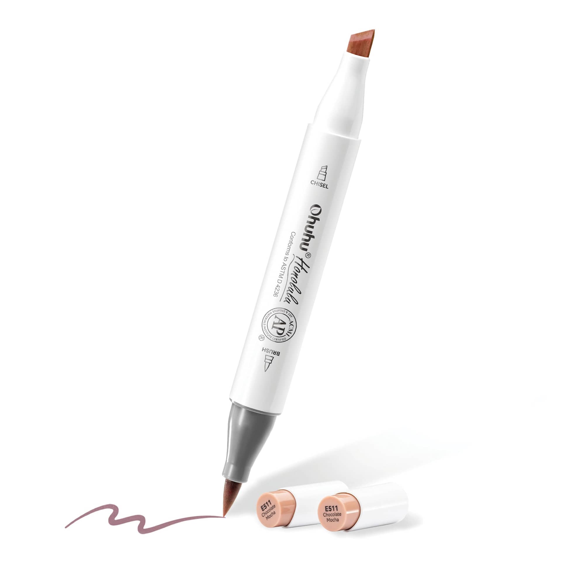 Ohuhu Honolulu Dual Tip Marker Set - Set of 24, Skin Tone, brush and chisel tips