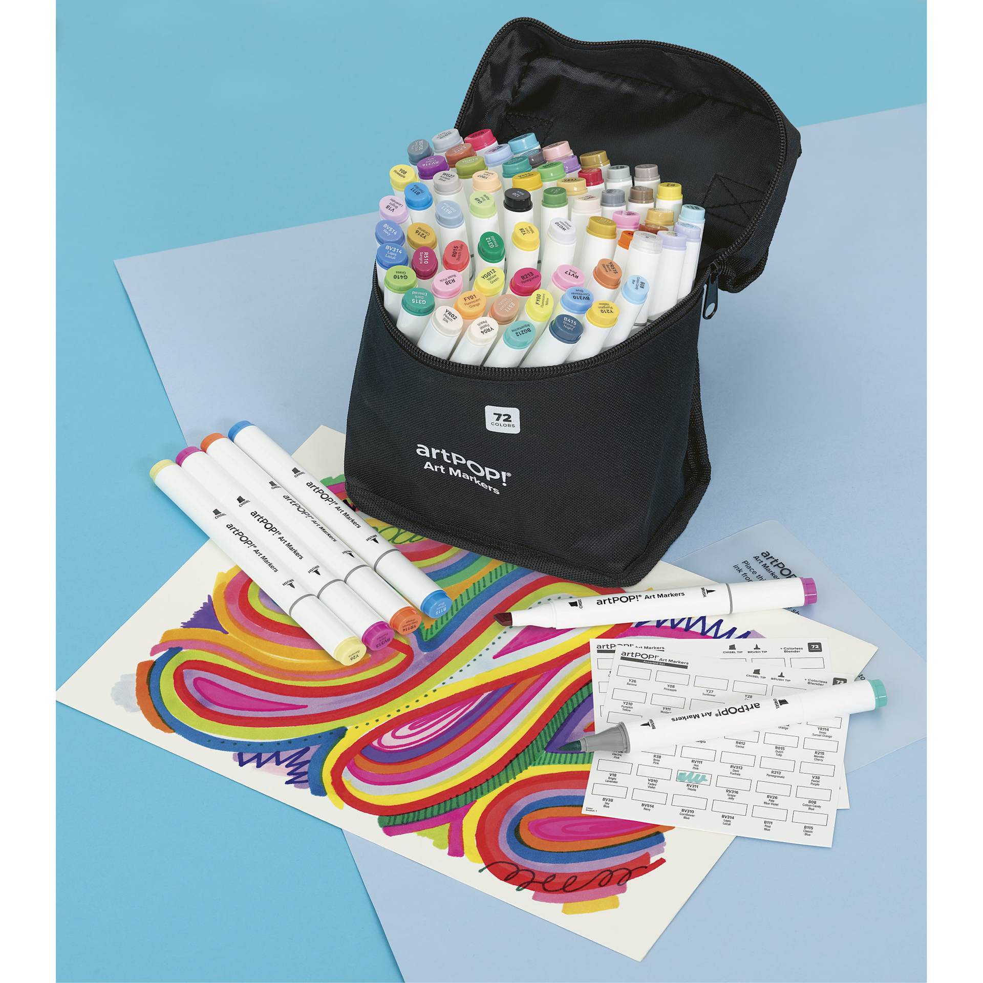 artPOP! Chisel and Brush Dual Tip Alcohol Art Marker Set - Set of 73, Assorted