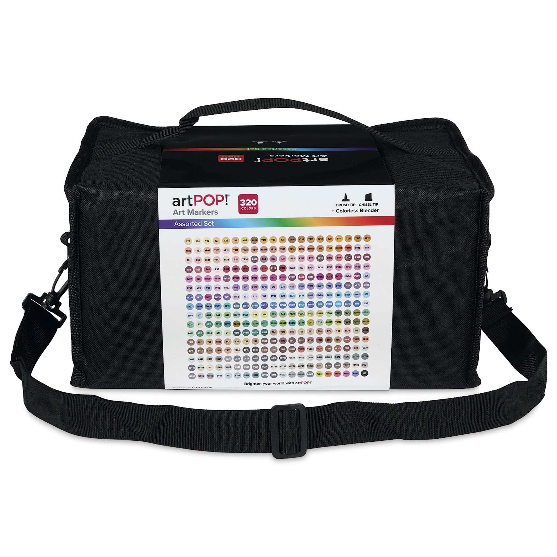 artPOP! Chisel and Brush Dual Tip Alcohol Art Marker Set - Set of 321, Assorted, back of packaging