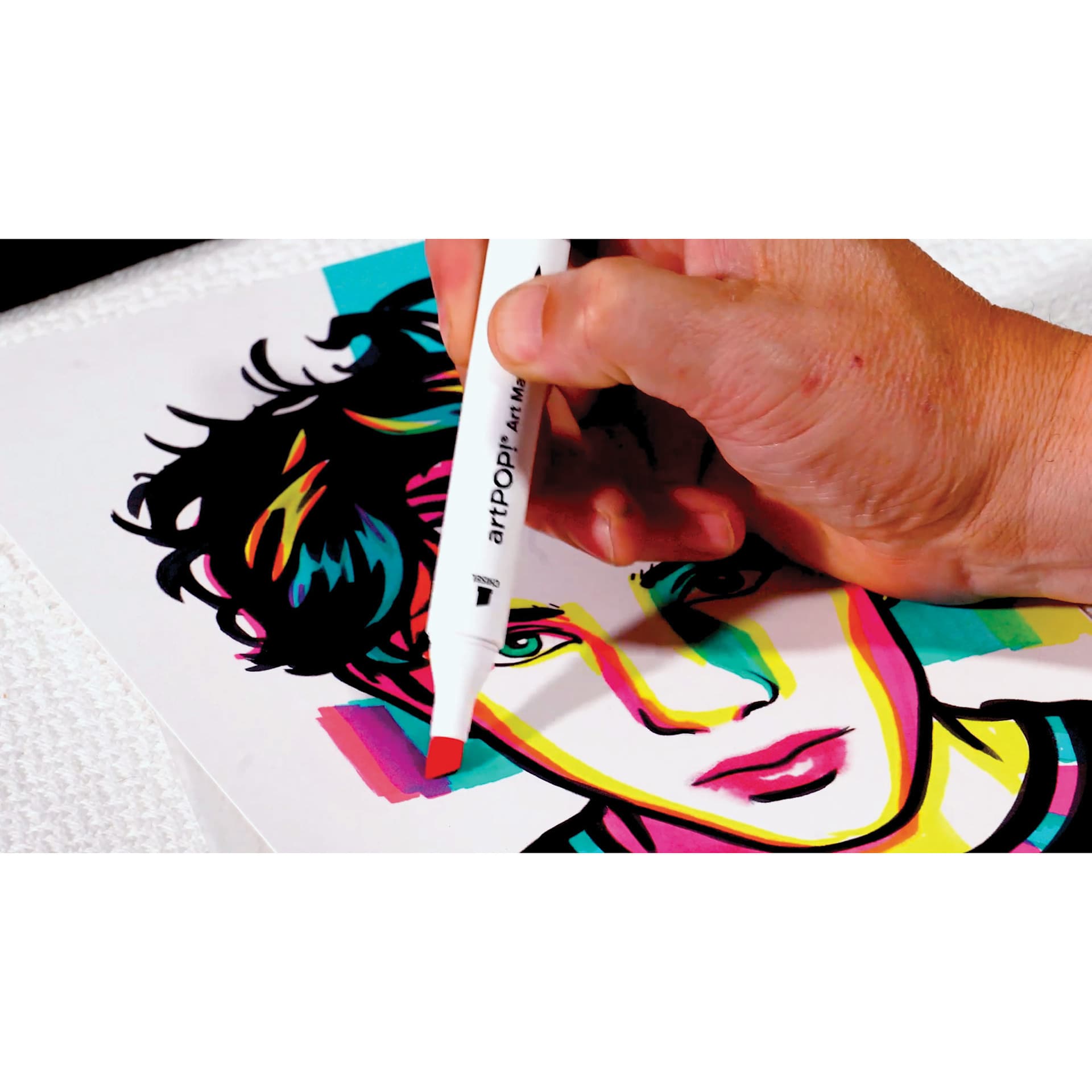 artPOP! Chisel and Brush Dual Tip Alcohol Art Marker, finishing touches being added to drawing