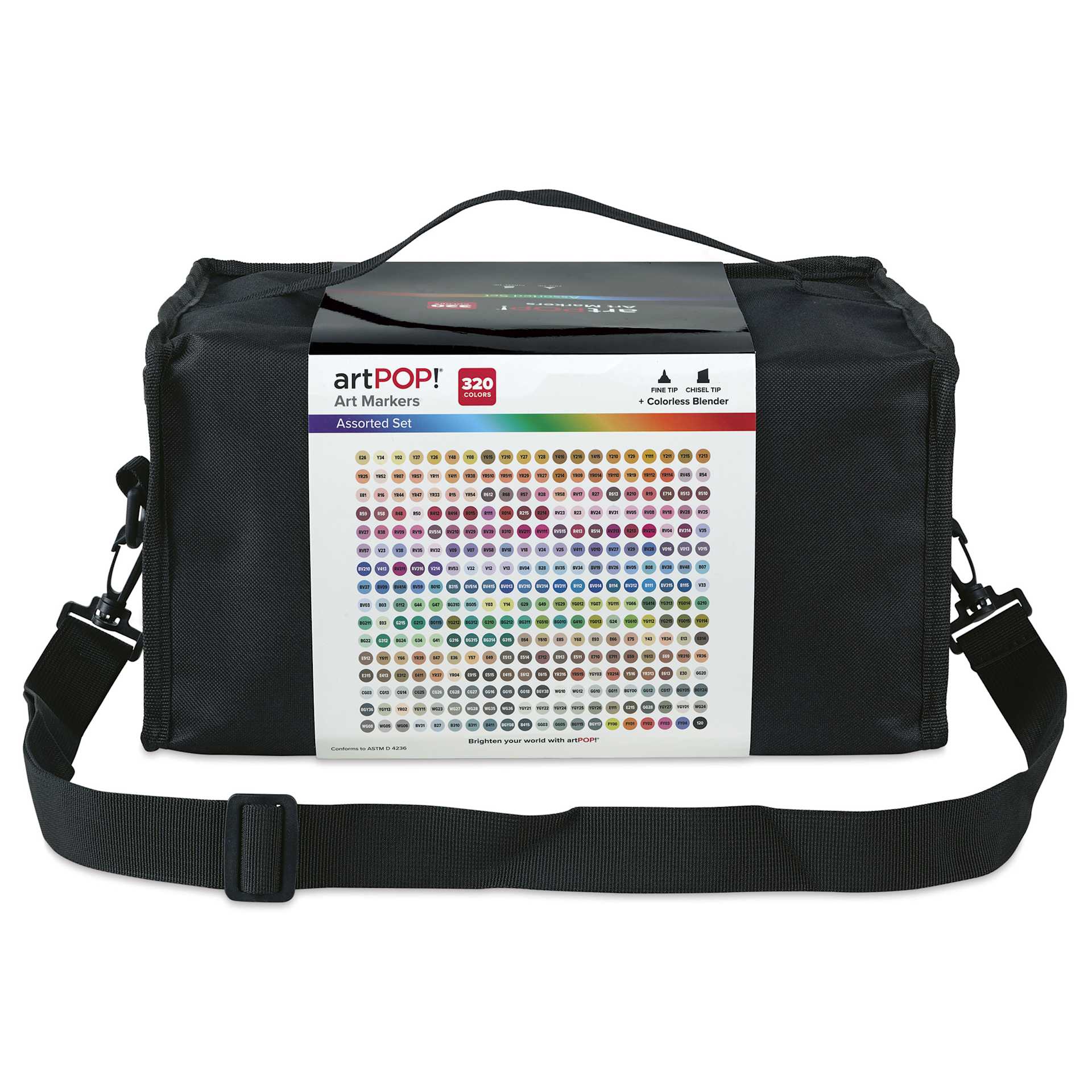 artPOP! Chisel and Fine Dual Tip Alcohol Art Marker Set - Set of 321, Assorted, back of packaging