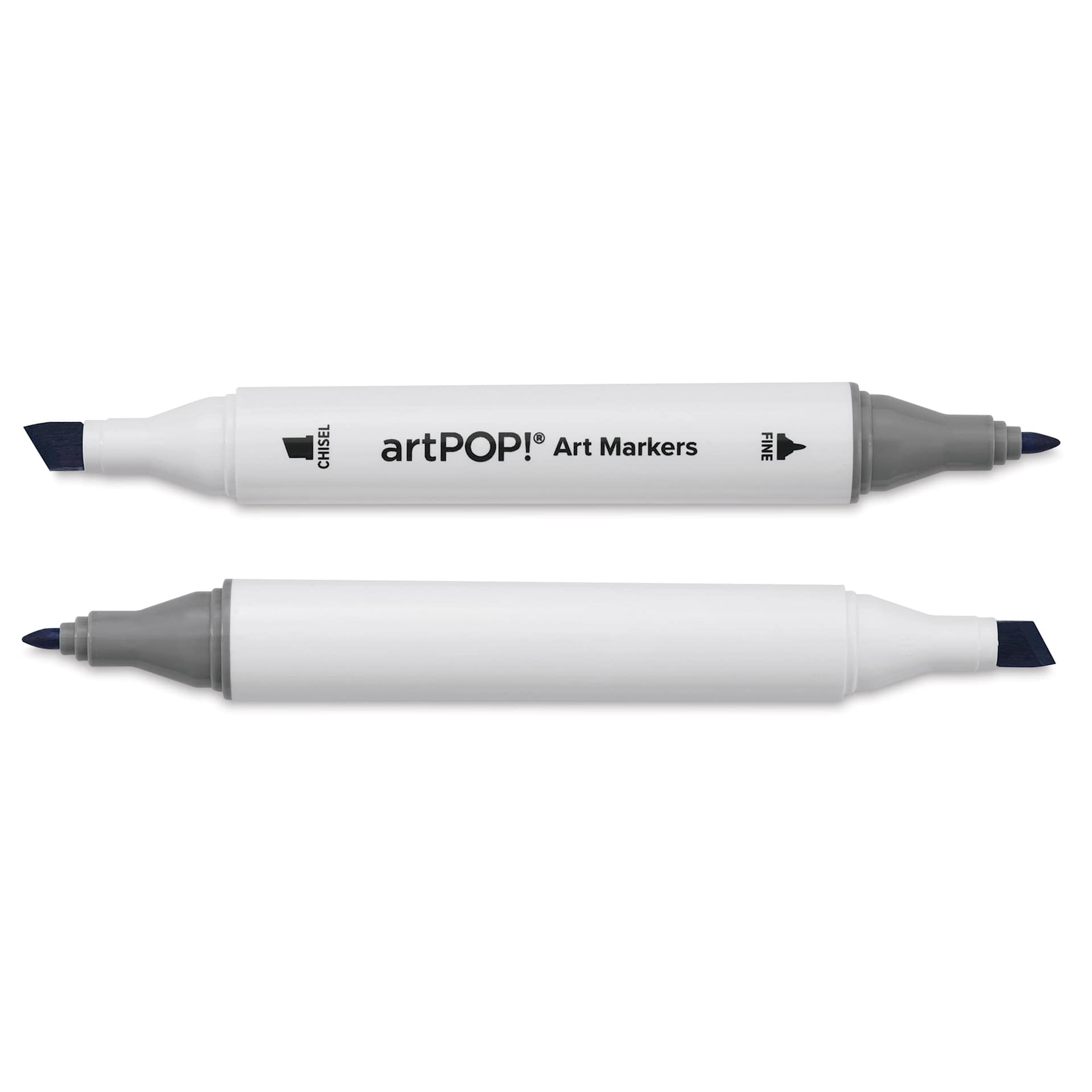 artPOP! Chisel and Fine Dual Tip Alcohol Art Marker Sets, front and back of marker