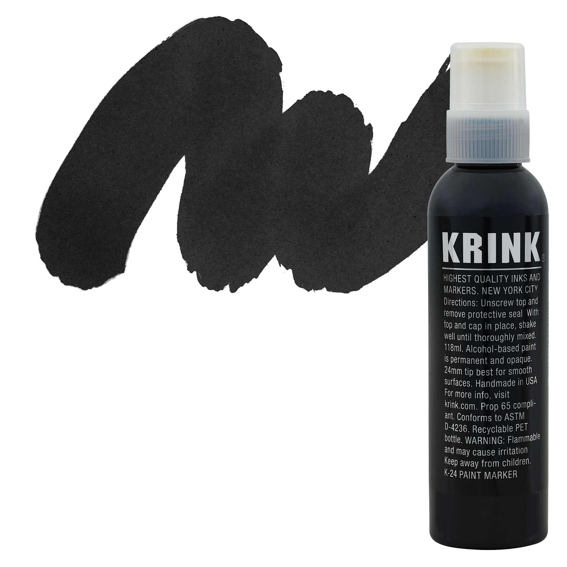 Krink K-24 Paint Marker - Black, swatch and marker