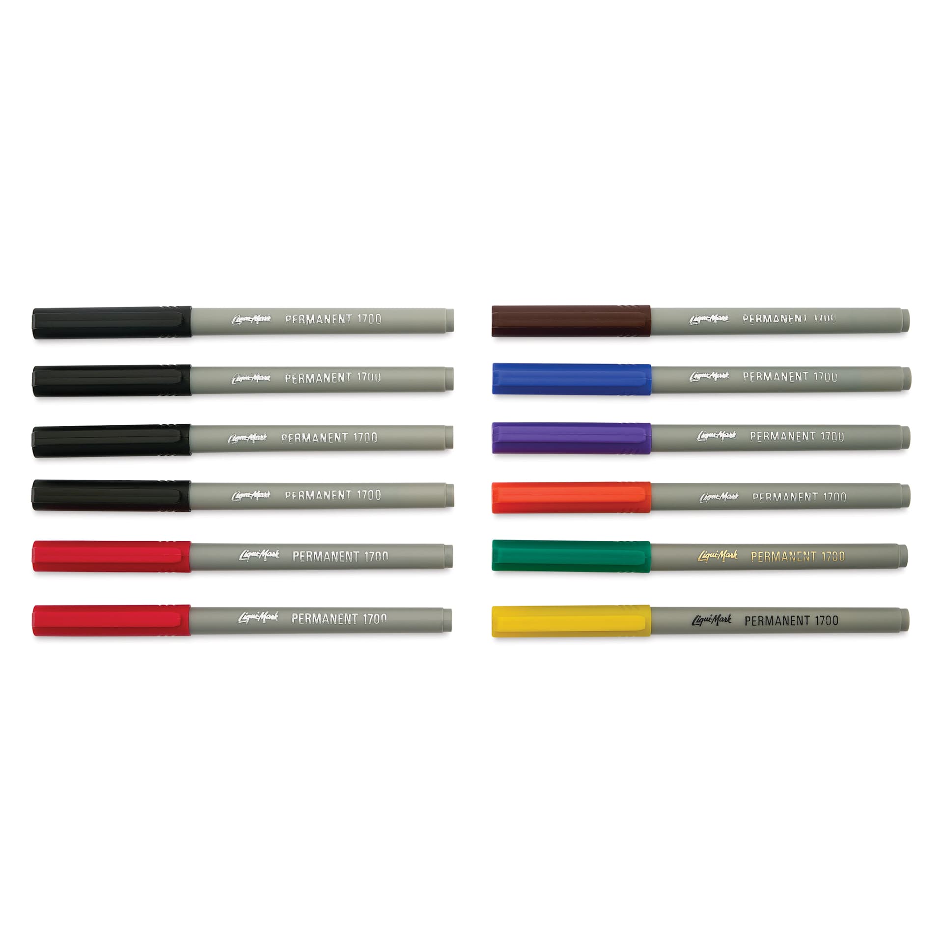 Liqui-Mark Permanent Markers- Set of 12, Assorted, Extra Fine Tip with caps on