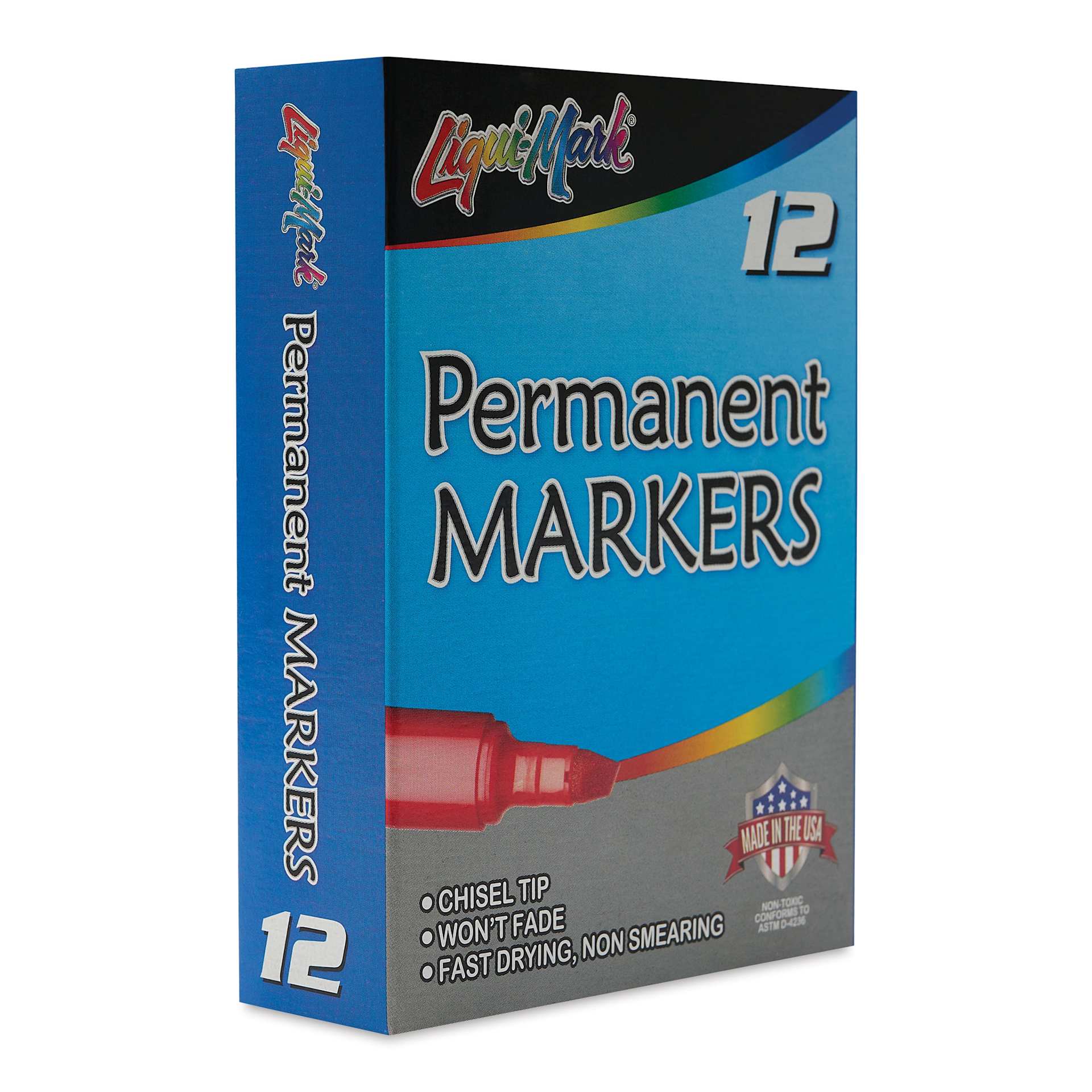 Liqui-Mark Permanent Markers- Pkg of 12, Orange, Chisel Tip front of packaging