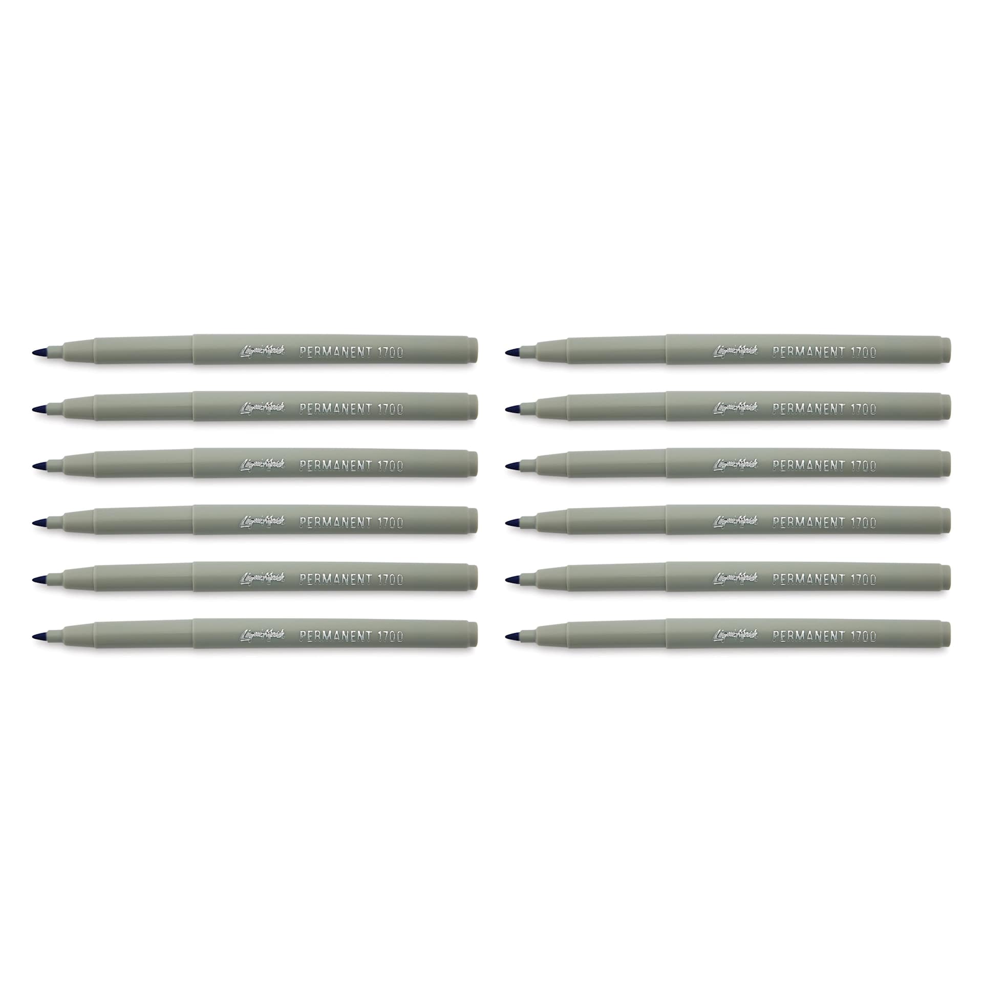 Liqui-Mark Permanent Markers- Pkg of 12, Blue, Extra Fine Tip with caps off