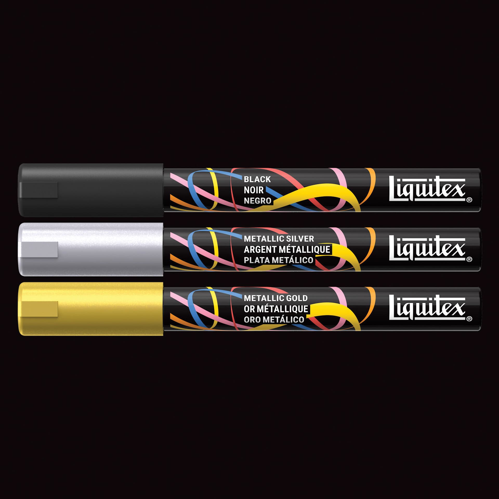 Liquitex Markers - Set of 3, Accent Colors, Bullet Tip, 2 mm, contents
