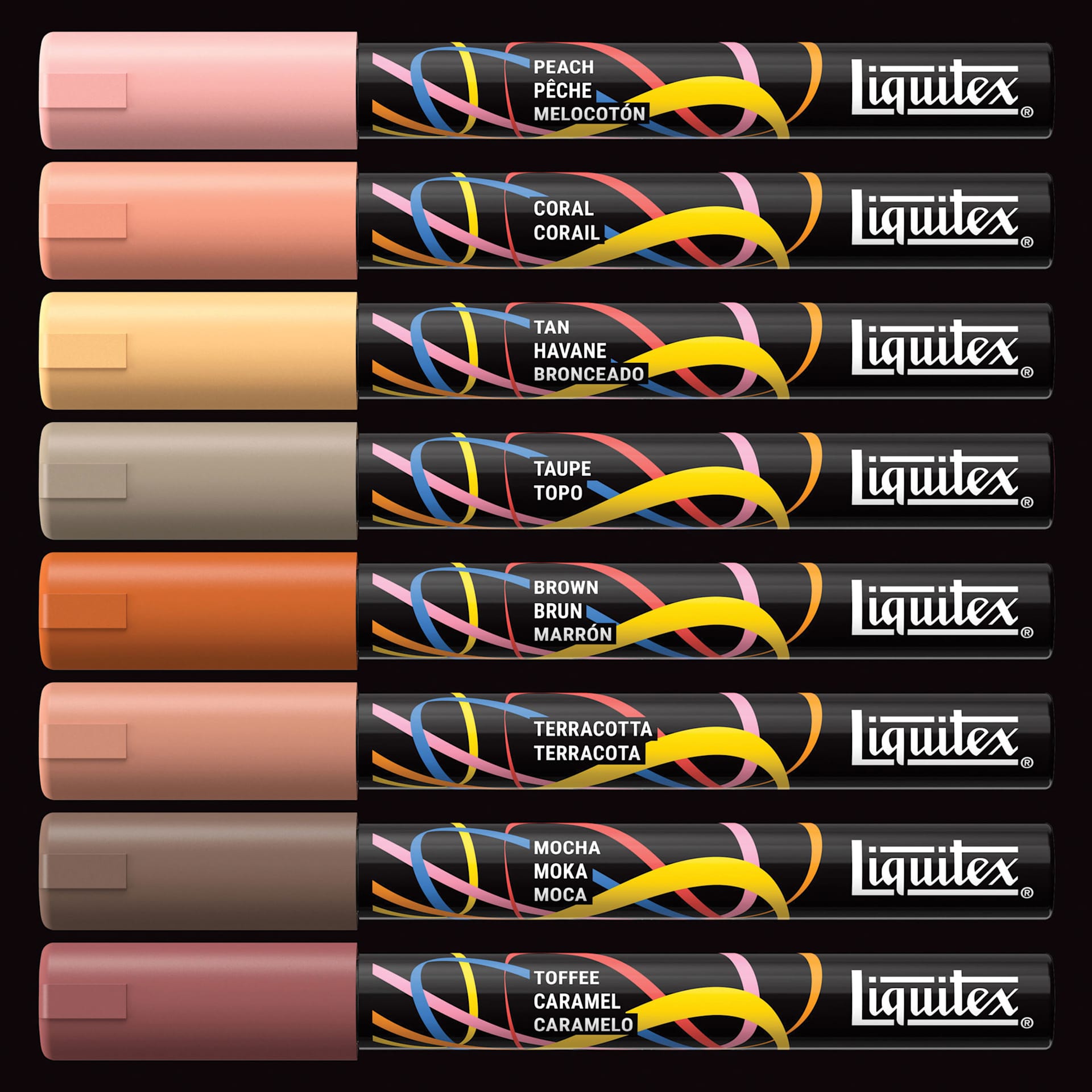 Liquitex Markers - Set of 8, Portrait Colors, Bullet Tip, 2 mm, contents