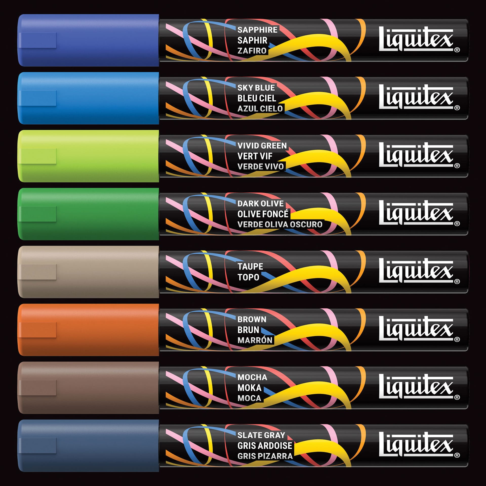 Liquitex Markers - Set of 8, Landscape Colors, Bullet Tip, 2 mm, contents