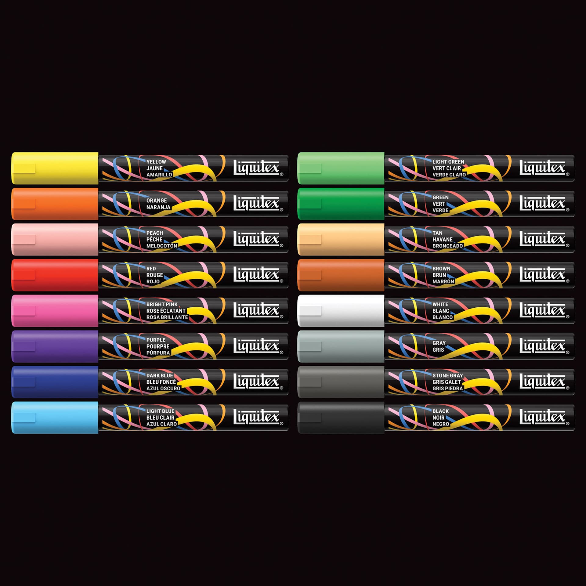 Liquitex Markers - Set of 16, Expression Colors, Bullet Tip, 2 mm, contents