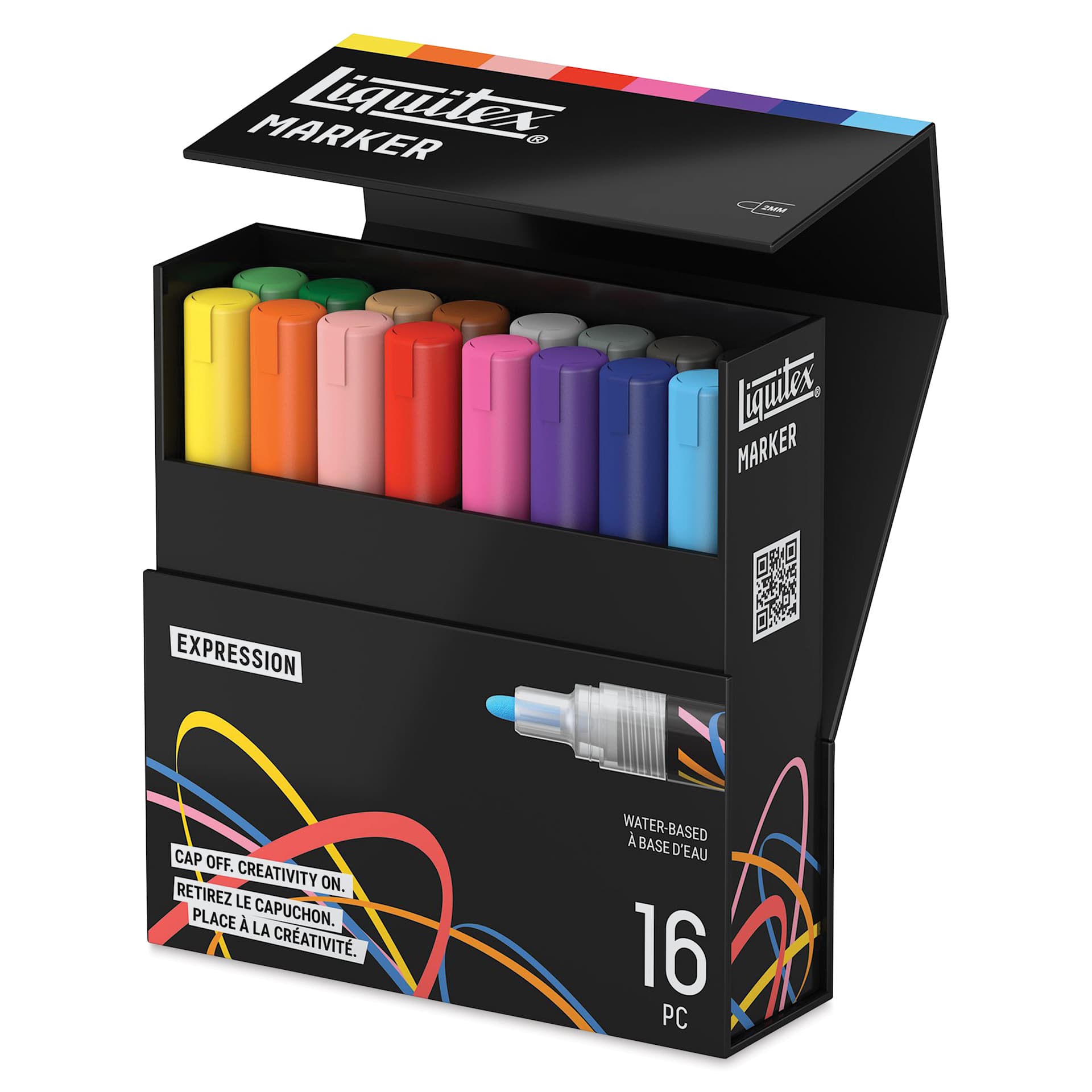 Liquitex Markers - Set of 16, Expression Colors, Bullet Tip, 2 mm
