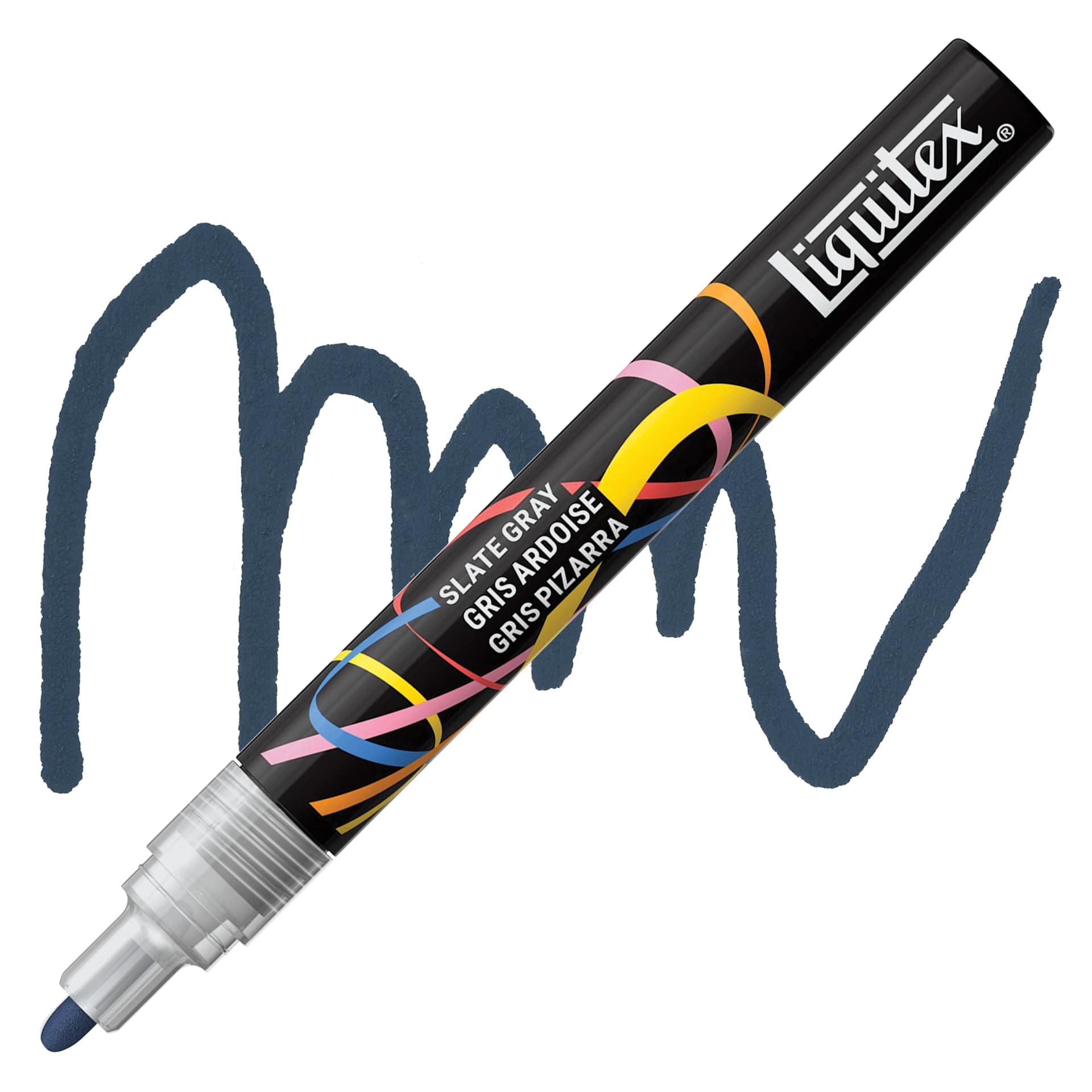 Liquitex Marker - Slate Gray, Bullet Tip, 2 mm marker with swatch