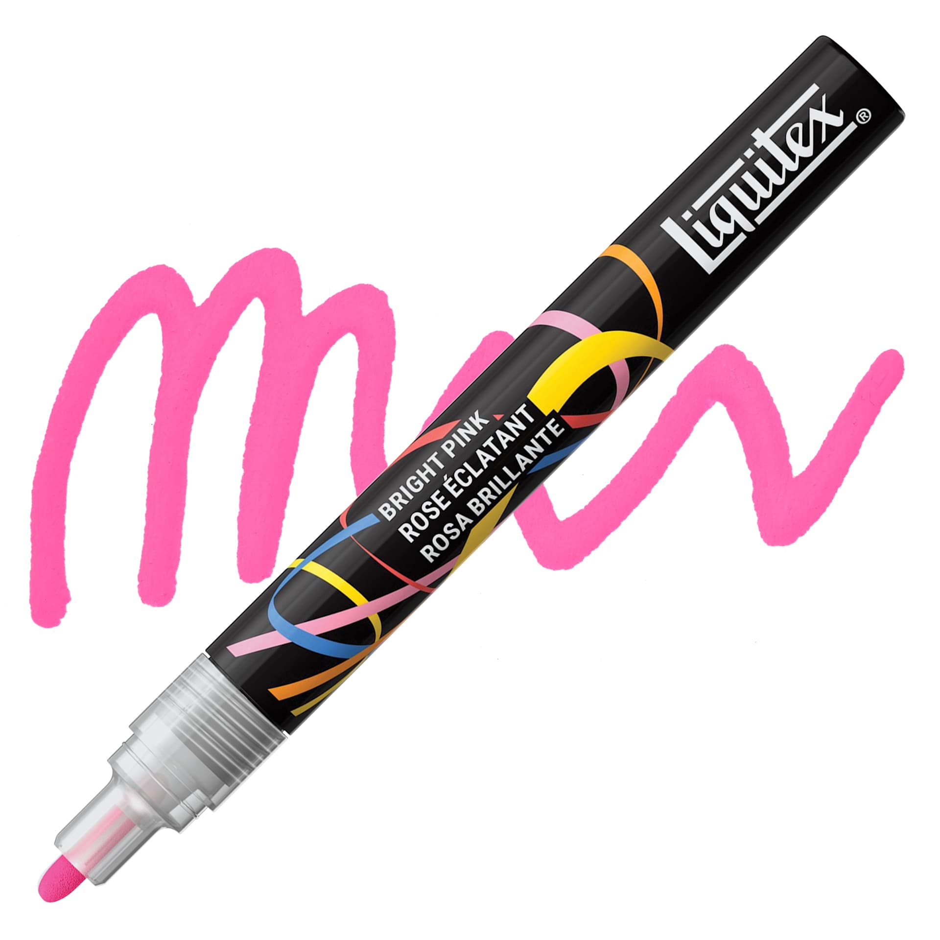 Liquitex Marker - Bright Pink, Bullet Tip, 2 mm marker with swatch
