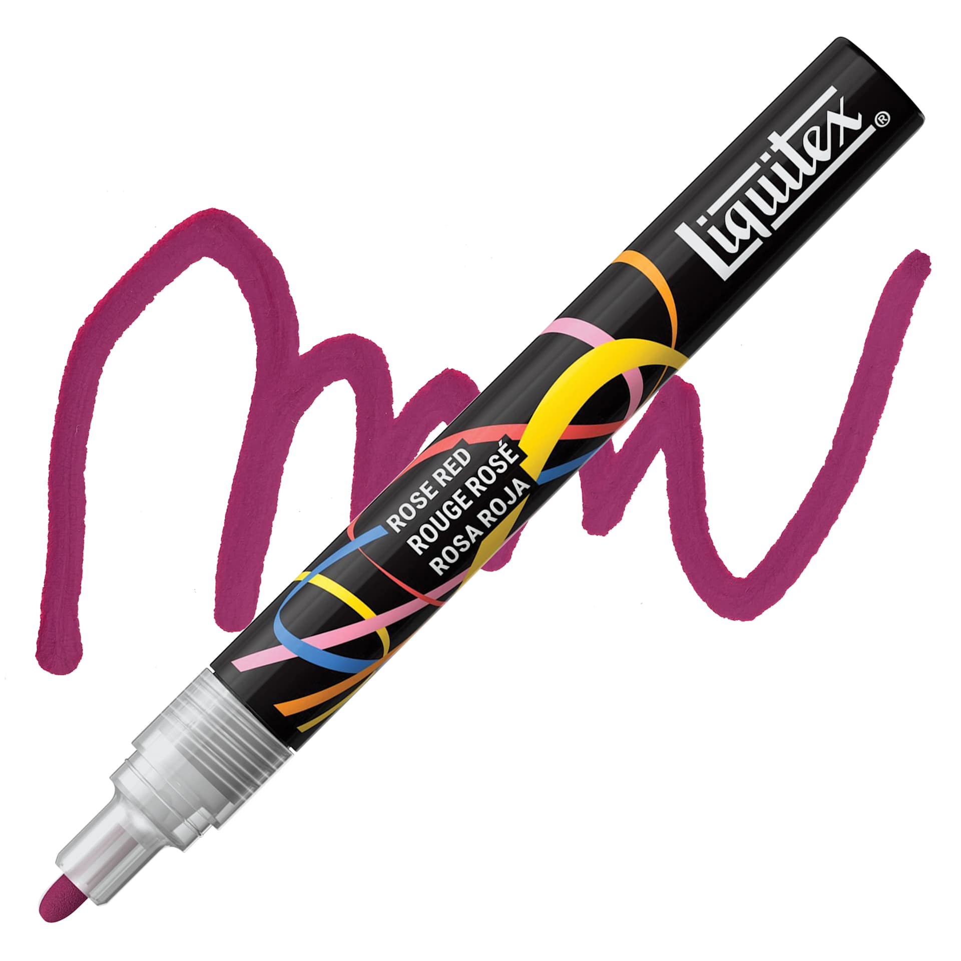Liquitex Marker - Rose Red, Bullet Tip, 2 mm marker with swatch