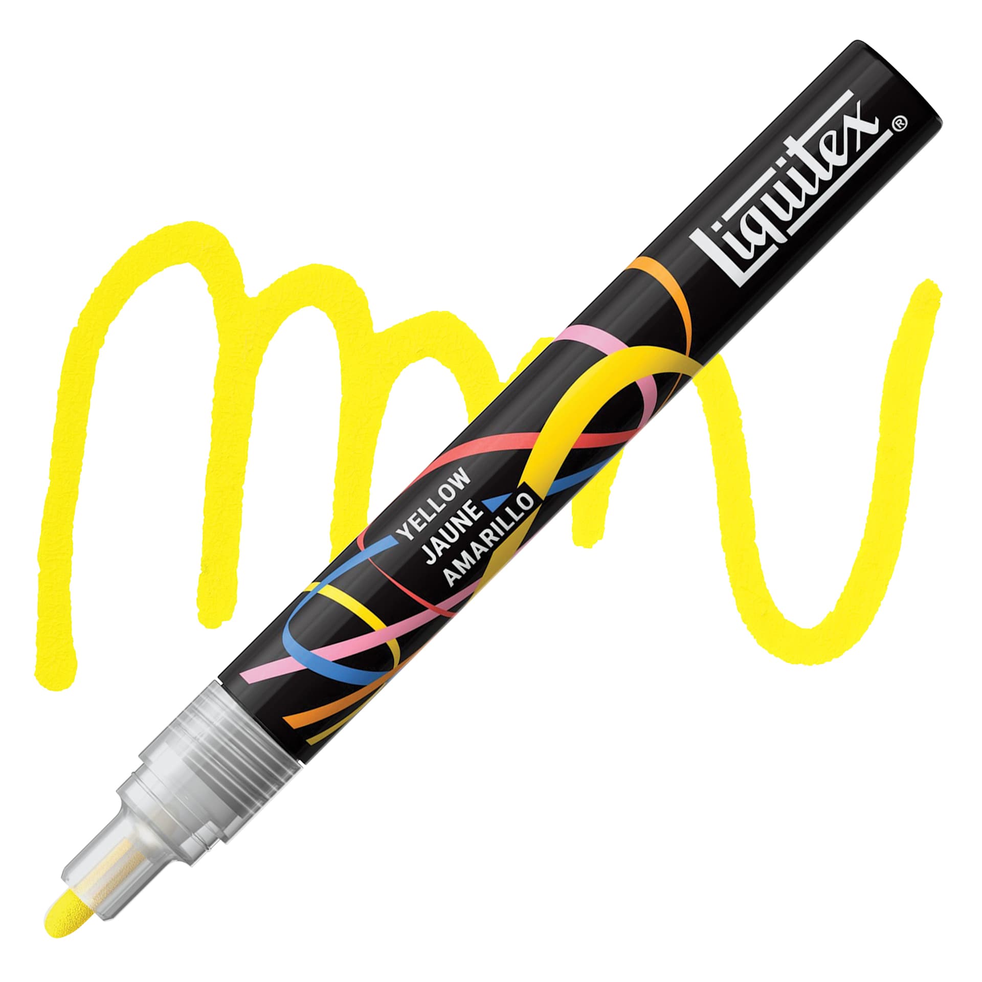 Liquitex Marker - Yellow, Bullet Tip, 2 mm marker with swatch