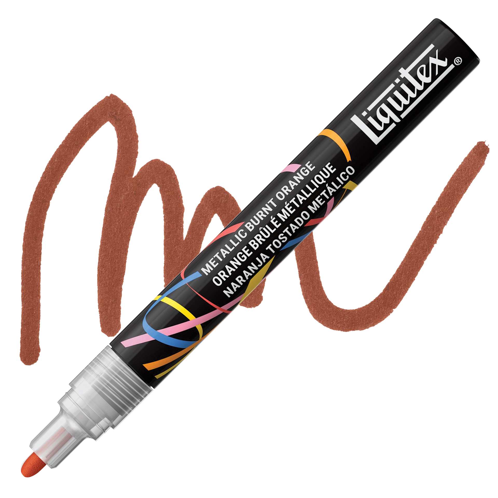 Liquitex Marker - Metallic Burnt Orange, Bullet Tip, 2 mm marker with swatch