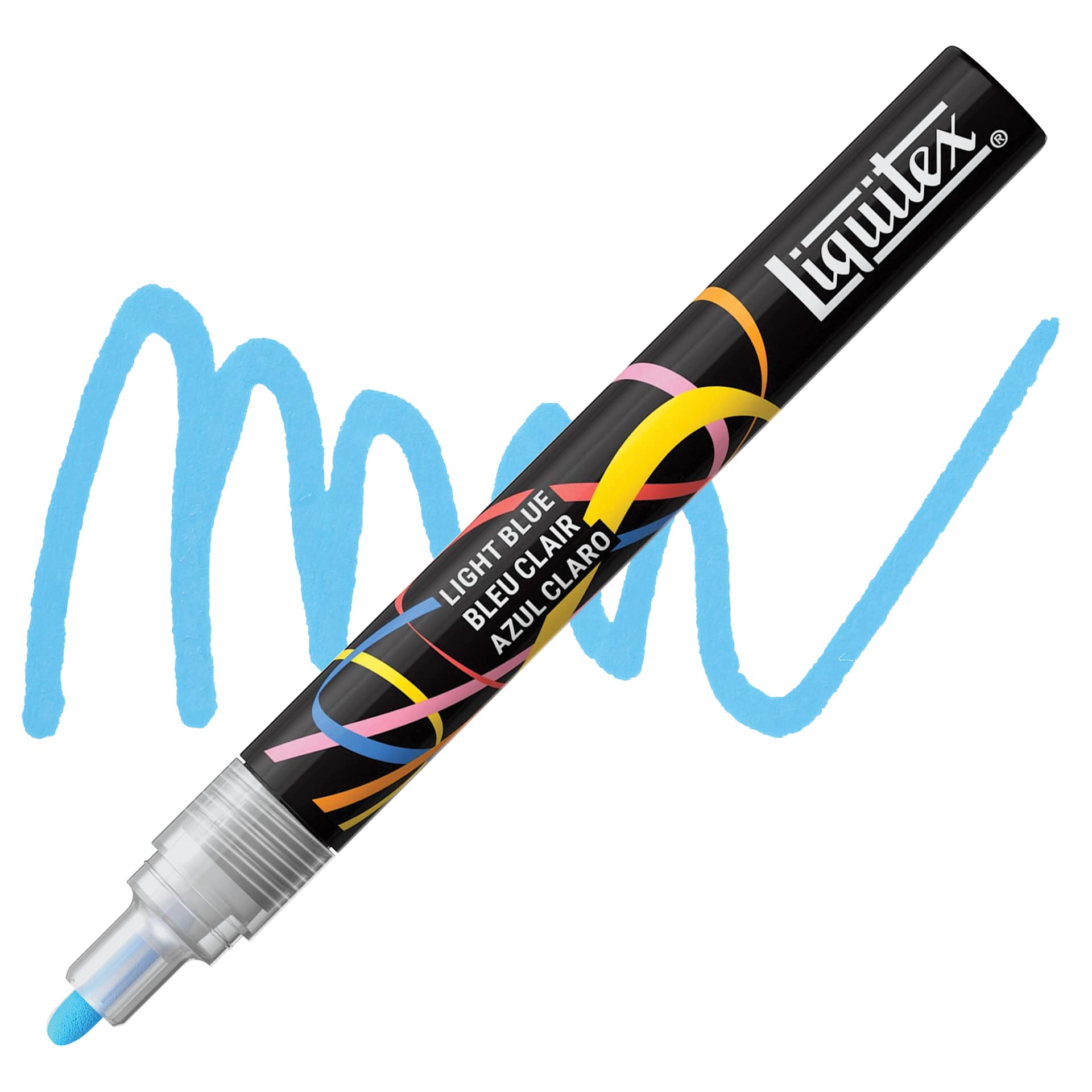 Liquitex Marker - Light Blue, Bullet Tip, 2 mm marker with swatch