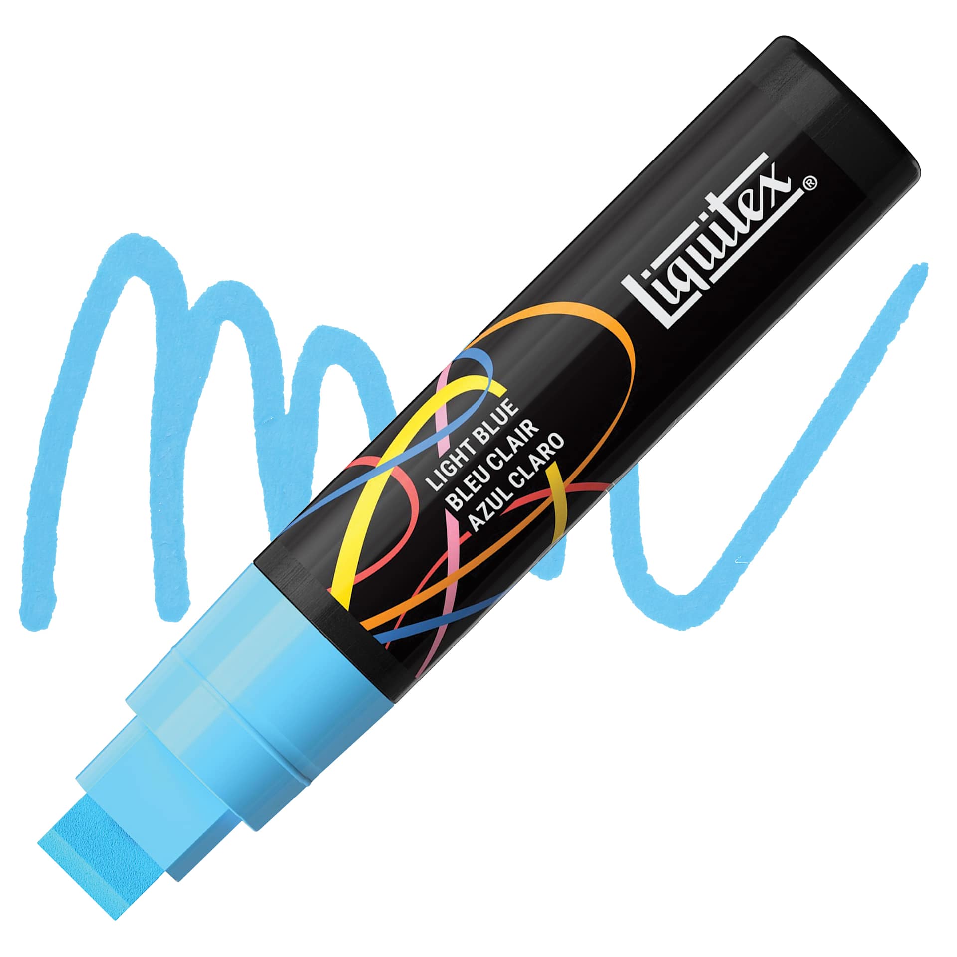Liquitex Marker - Light Blue, Chisel Tip, 15 mm marker with swatch