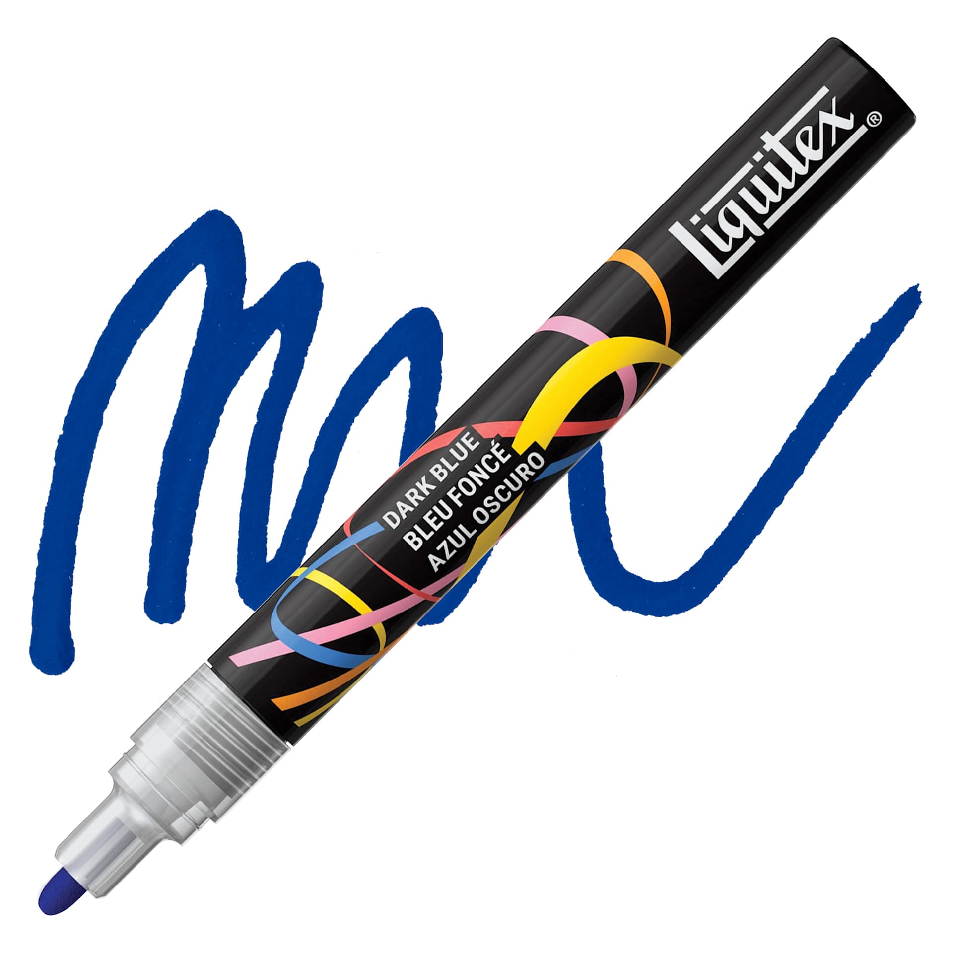Liquitex Marker - Dark Blue, Bullet Tip, 2 mm marker with swatch