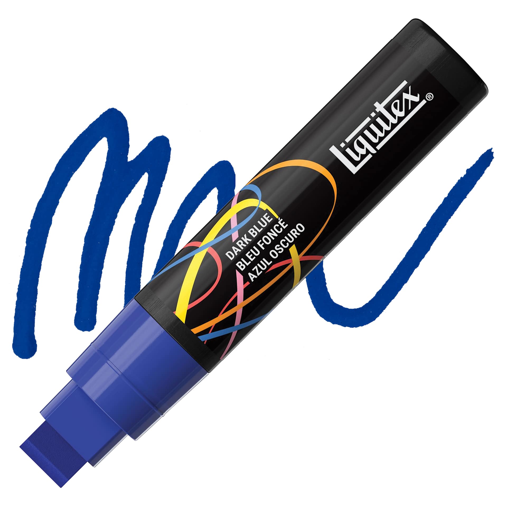 Liquitex Marker - Dark Blue, Chisel Tip, 15 mm marker with swatch