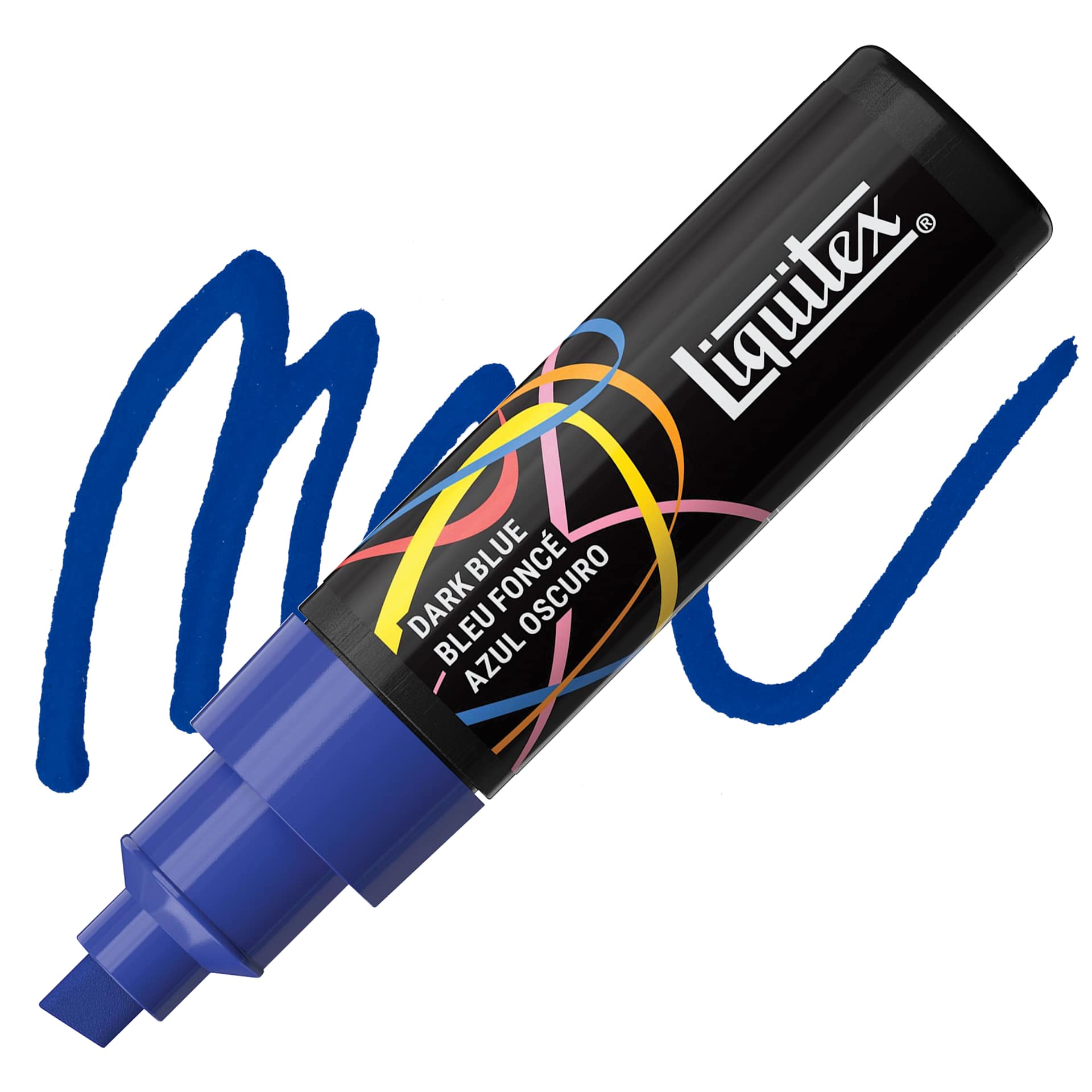 Liquitex Marker - Dark Blue, Chisel Tip, 8 mm marker with swatch