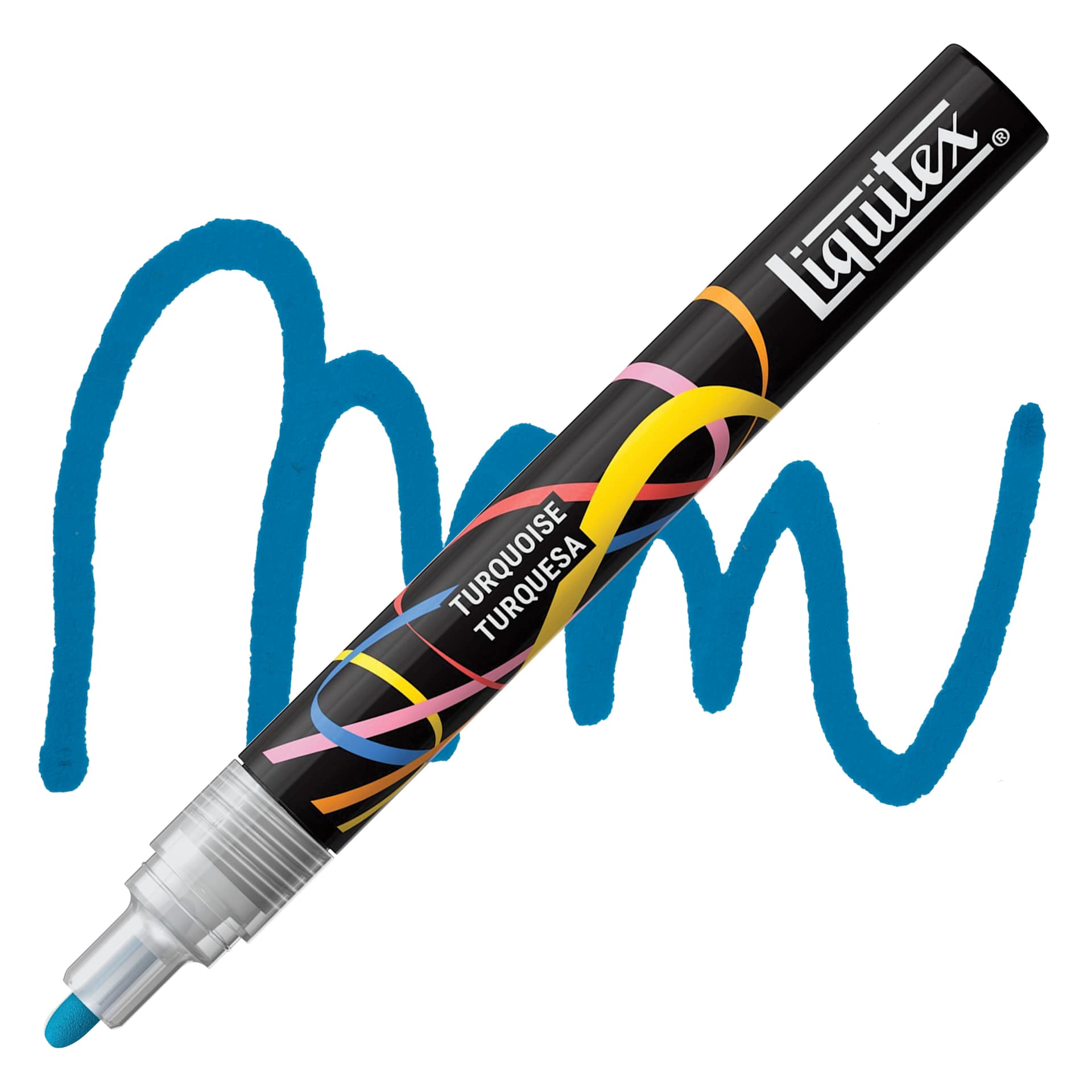 Liquitex Marker - Turquoise, Bullet Tip, 2 mm marker with swatch