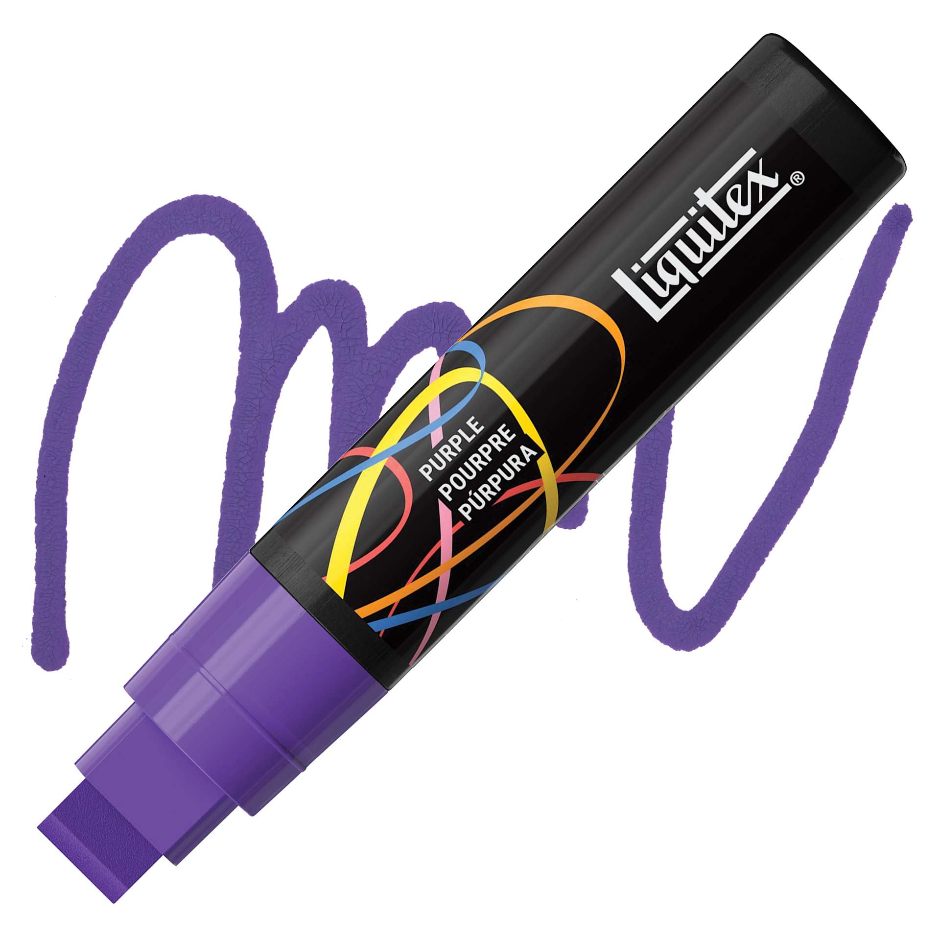 Liquitex Marker - Purple, Chisel Tip, 15 mm marker with swatch