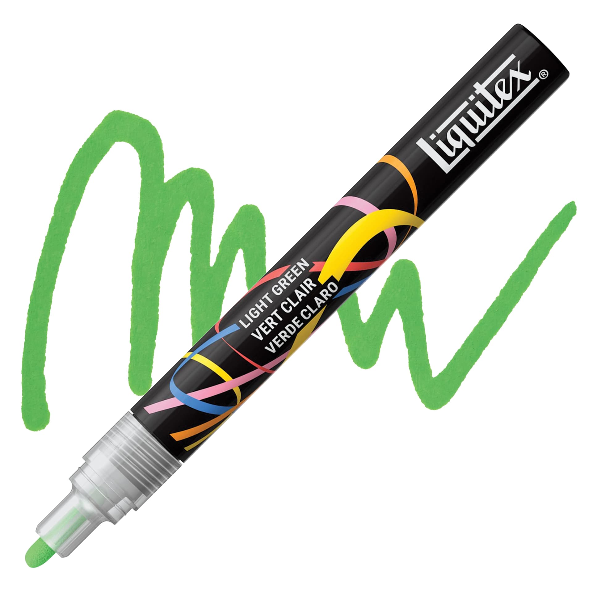 Liquitex Marker - Light Green, Bullet Tip, 2 mm marker with swatch