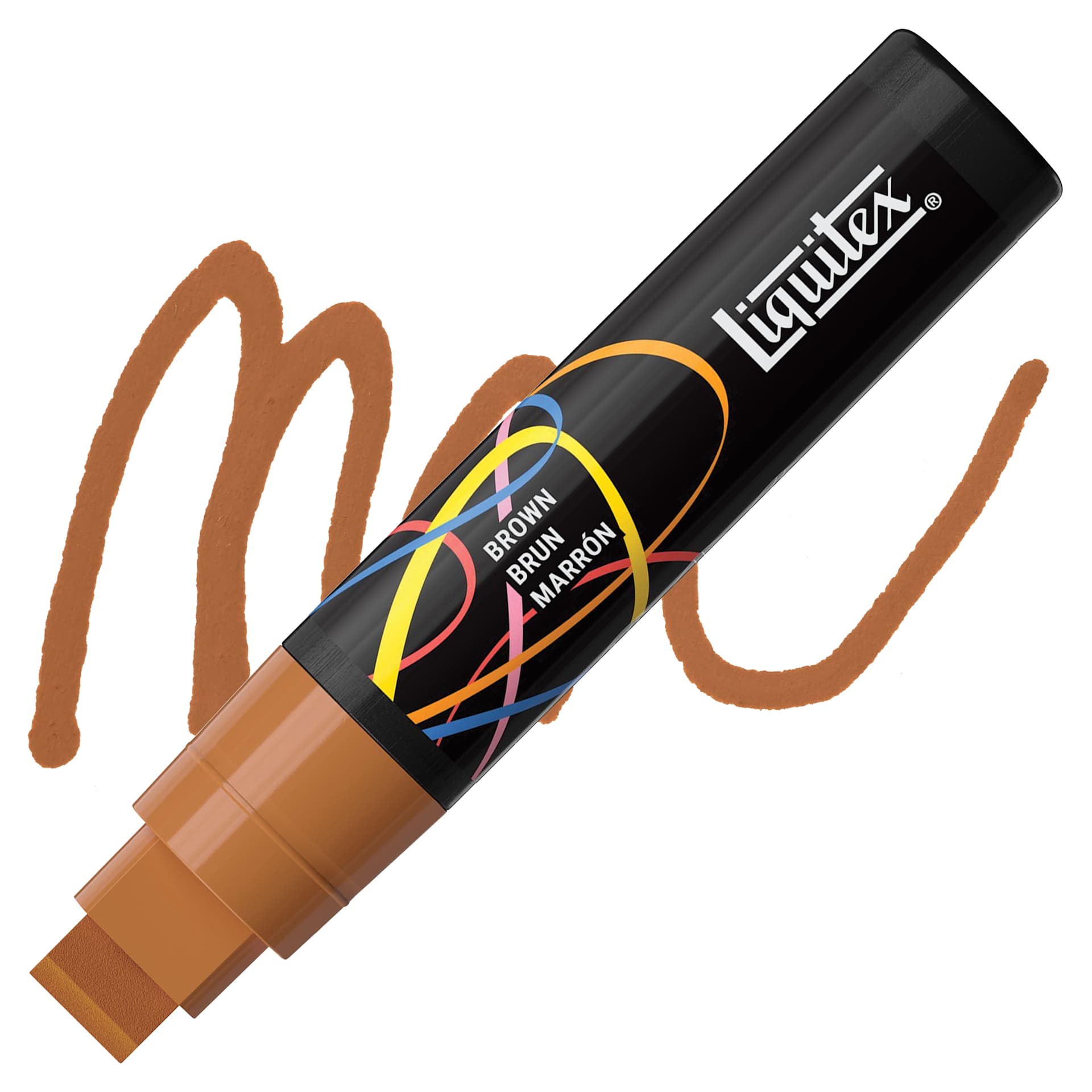 Liquitex Marker - Brown, Chisel Tip, 15 mm marker with swatch