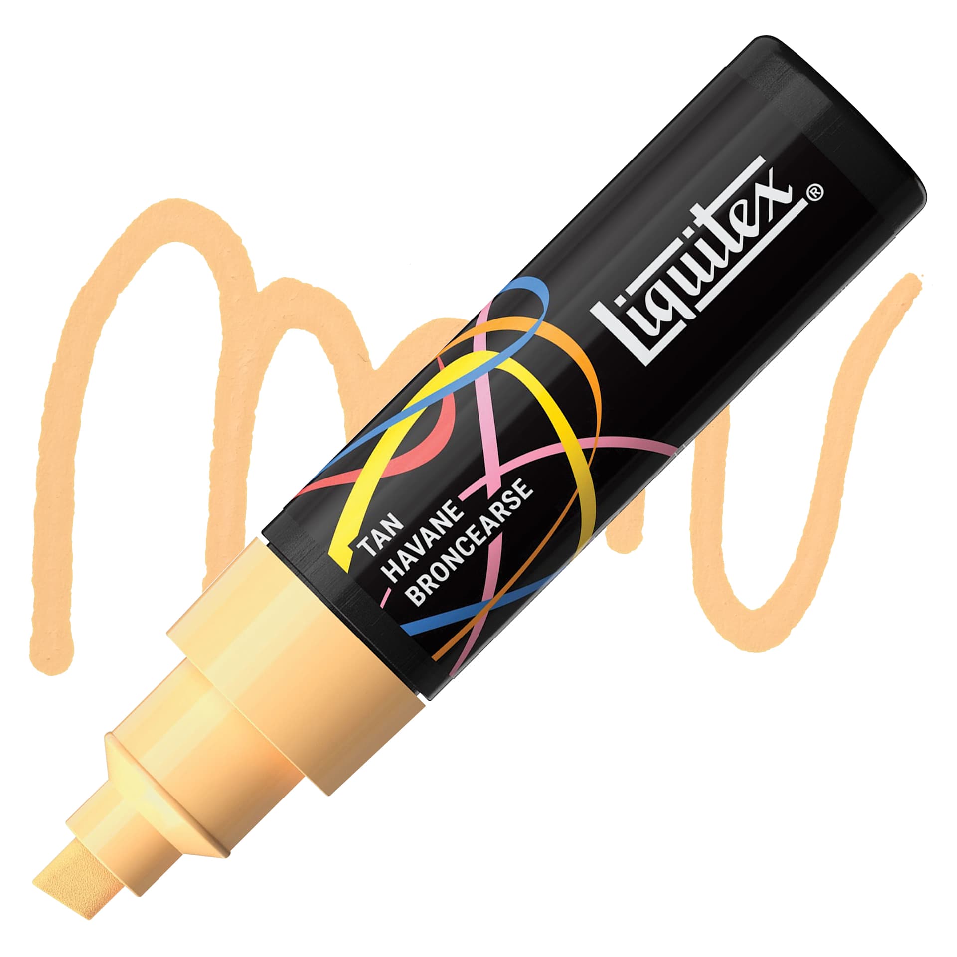 Liquitex Marker - Tan, Chisel Tip, 8 mm marker with swatch