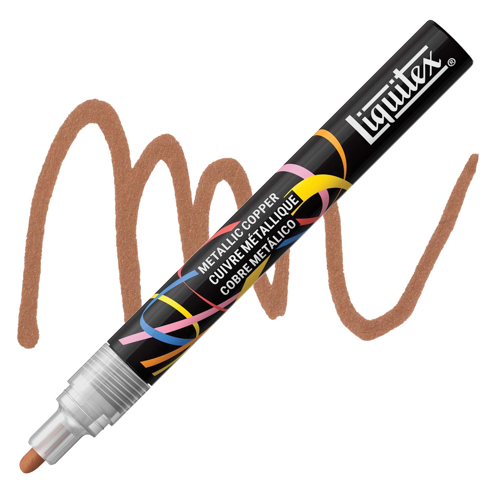 Liquitex Marker - Metallic Copper, Bullet Tip, 2 mm marker with swatch