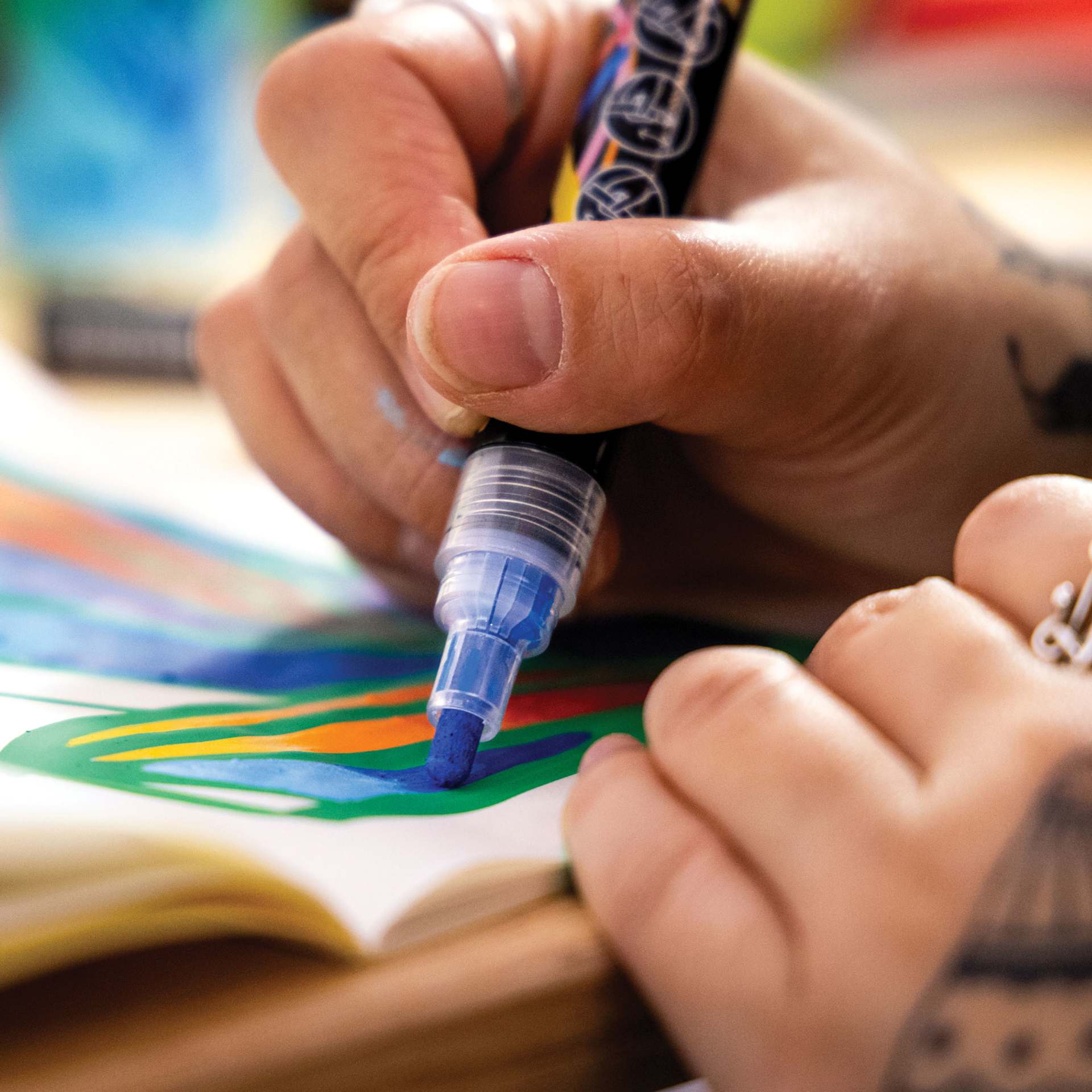 Liquitex Acrylic Marker bullet tip in use
