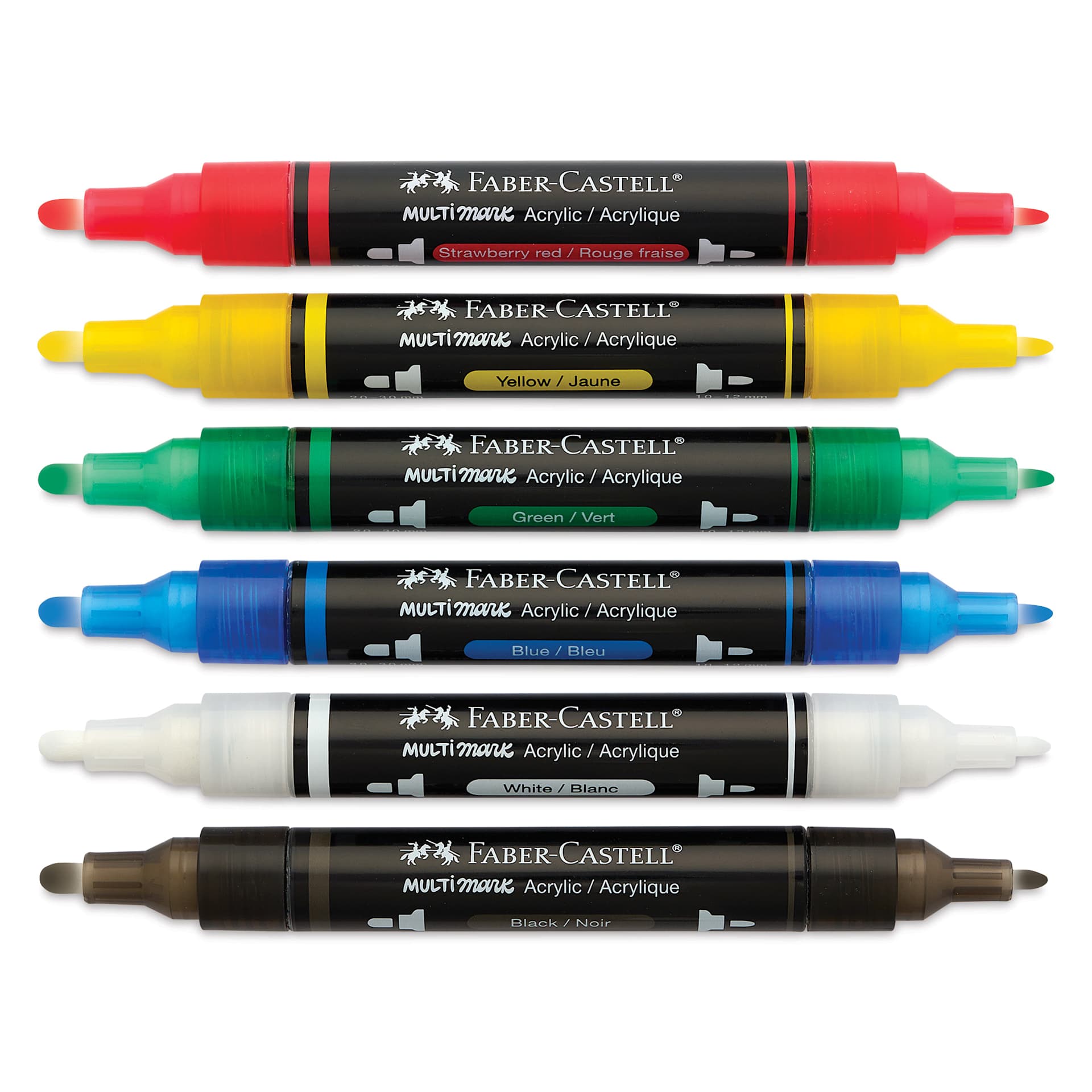 Faber-Castell Multimark Dual-Tip Acrylic Markers - Set of 6, Basic Colors