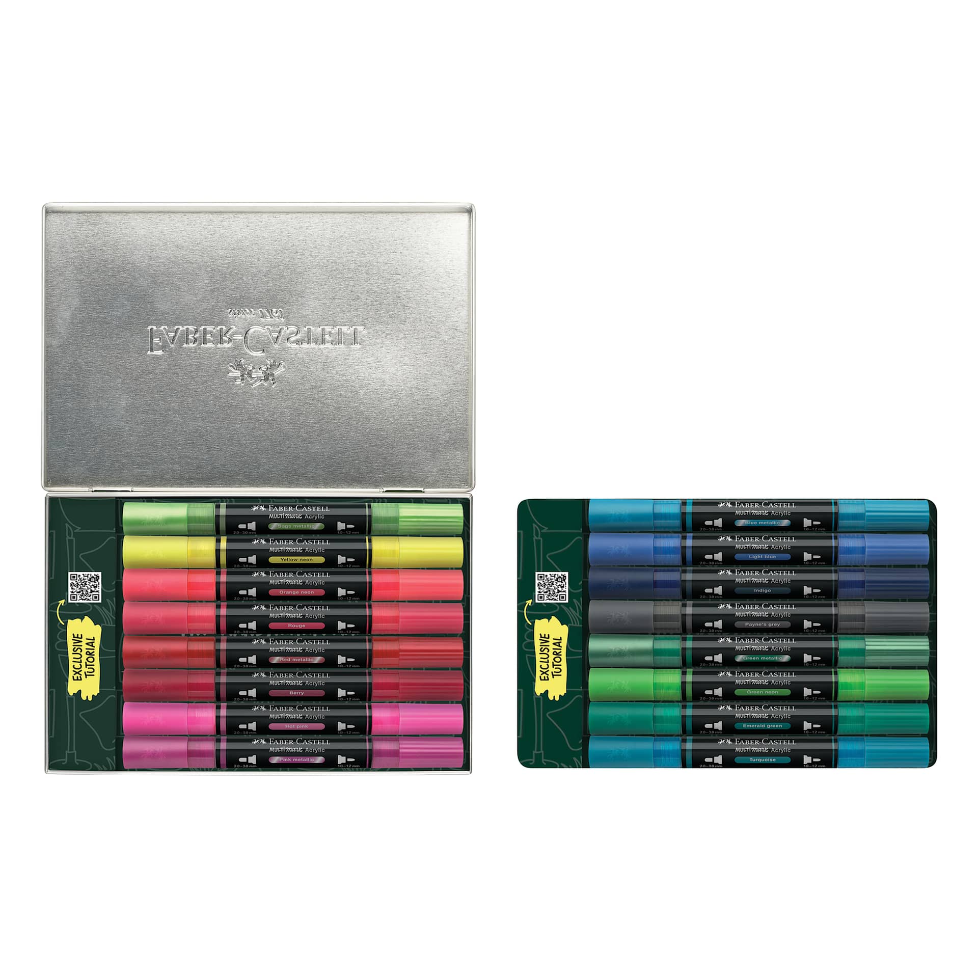 Faber-Castell Multimark Dual-Tip Acrylic Markers - Set of 16, Kicks Colors, open packaging showing contents