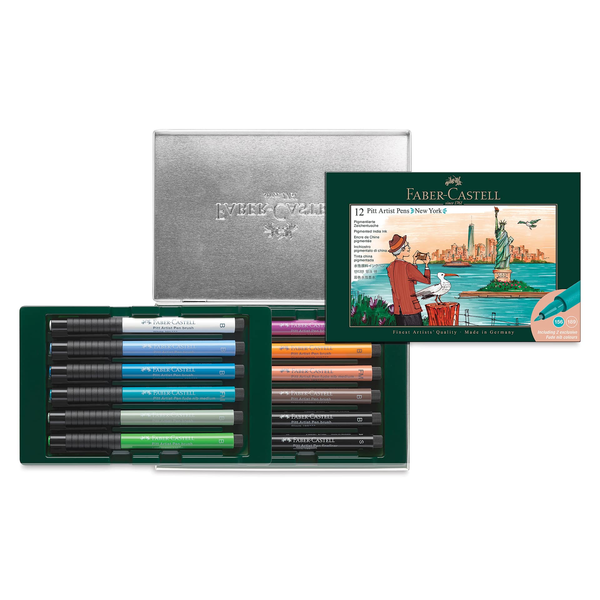 Faber-Castell Pitt Artist City Collection Brush Pens - Set of 12, New York City, contents
