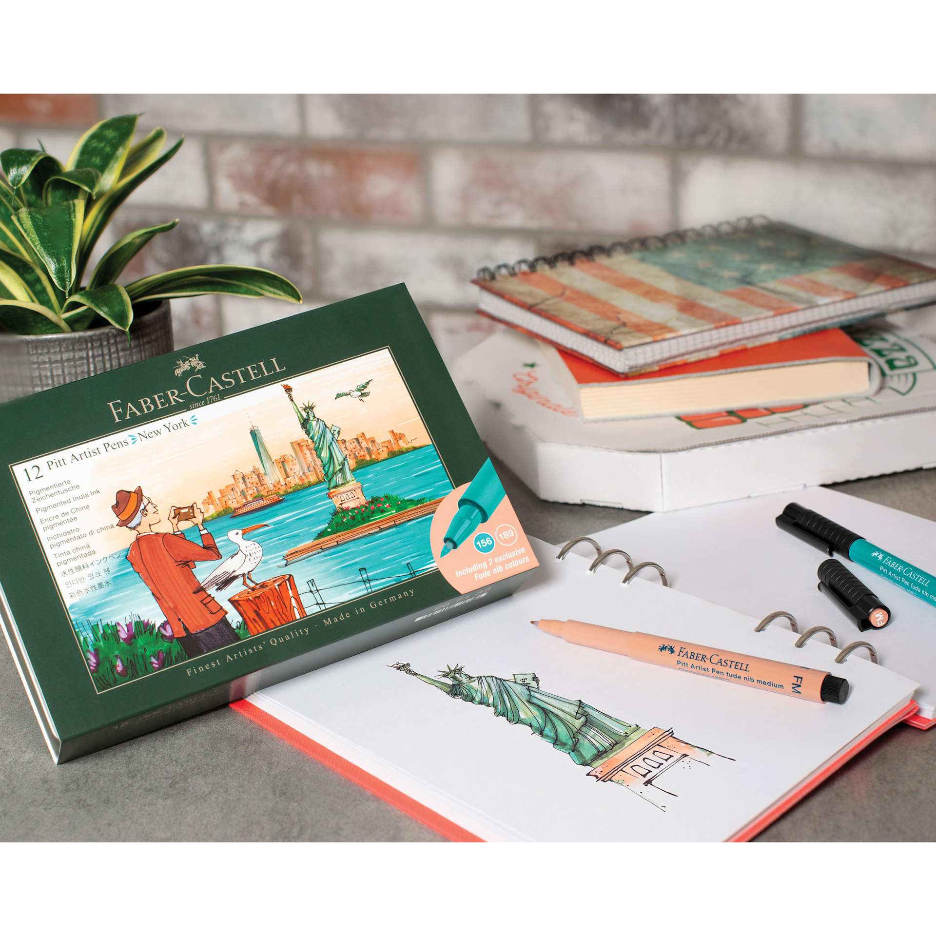 Faber-Castell Pitt Artist City Collection Brush Pens - Set of 12, New York City, sketching the Statue of Liberty 