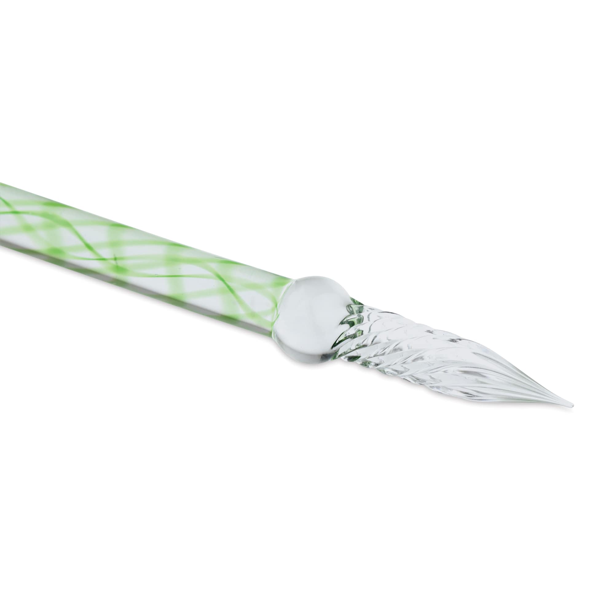 Herbin Straight Glass Dip Pen - Meadow Green, close up