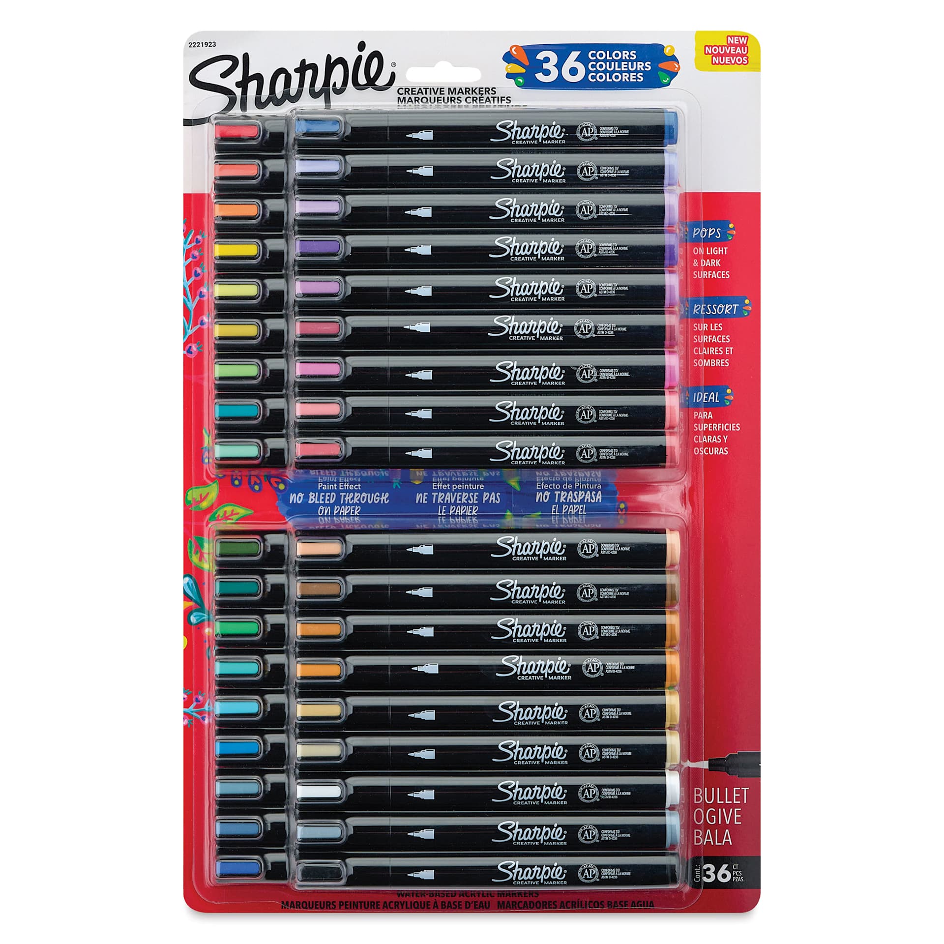 Sharpie Creative Acrylic Markers - Set of 36, Assorted, Bullet Tip, front of packaging
