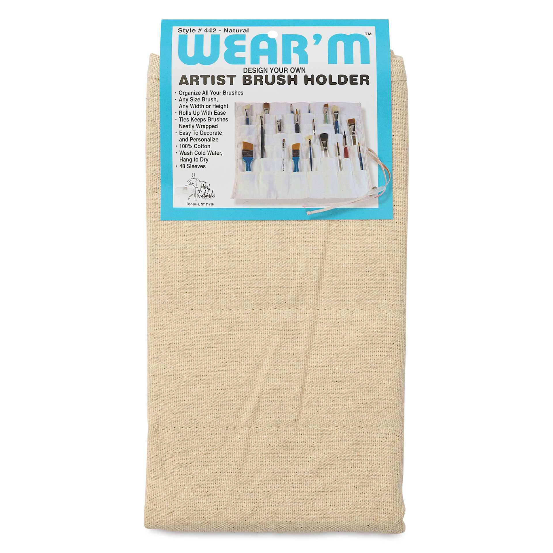 Front of package for Wear'm Canvas Brush Holder