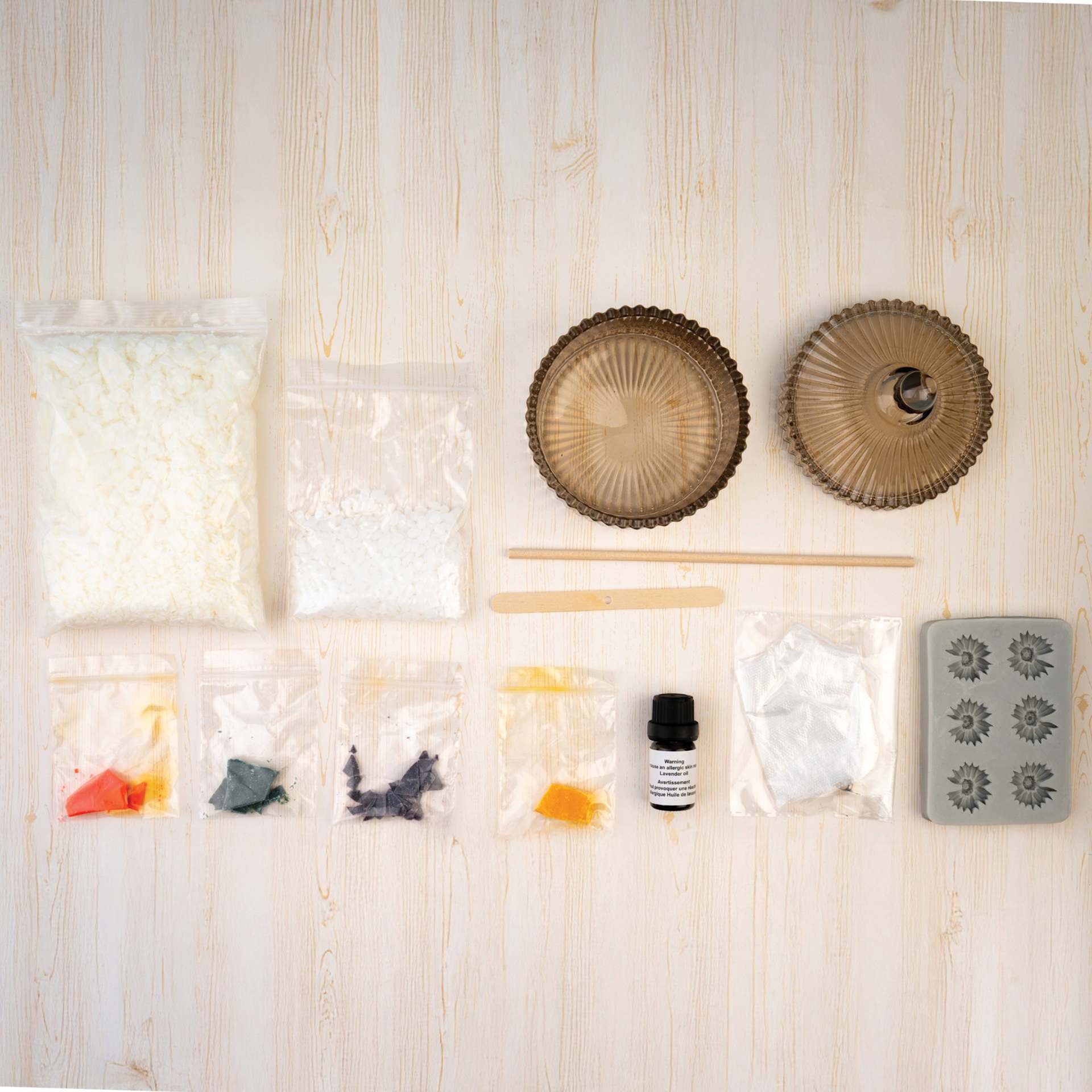 John Bead Flower Candle Making Kit contents laid out