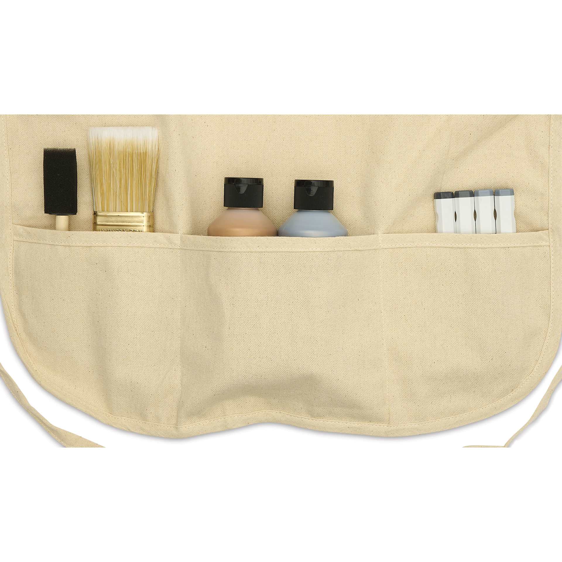 Wear’m Design Your Own Canvas Apron with Pockets  - 19" x 28", close-up of pockets with supplies (not included)