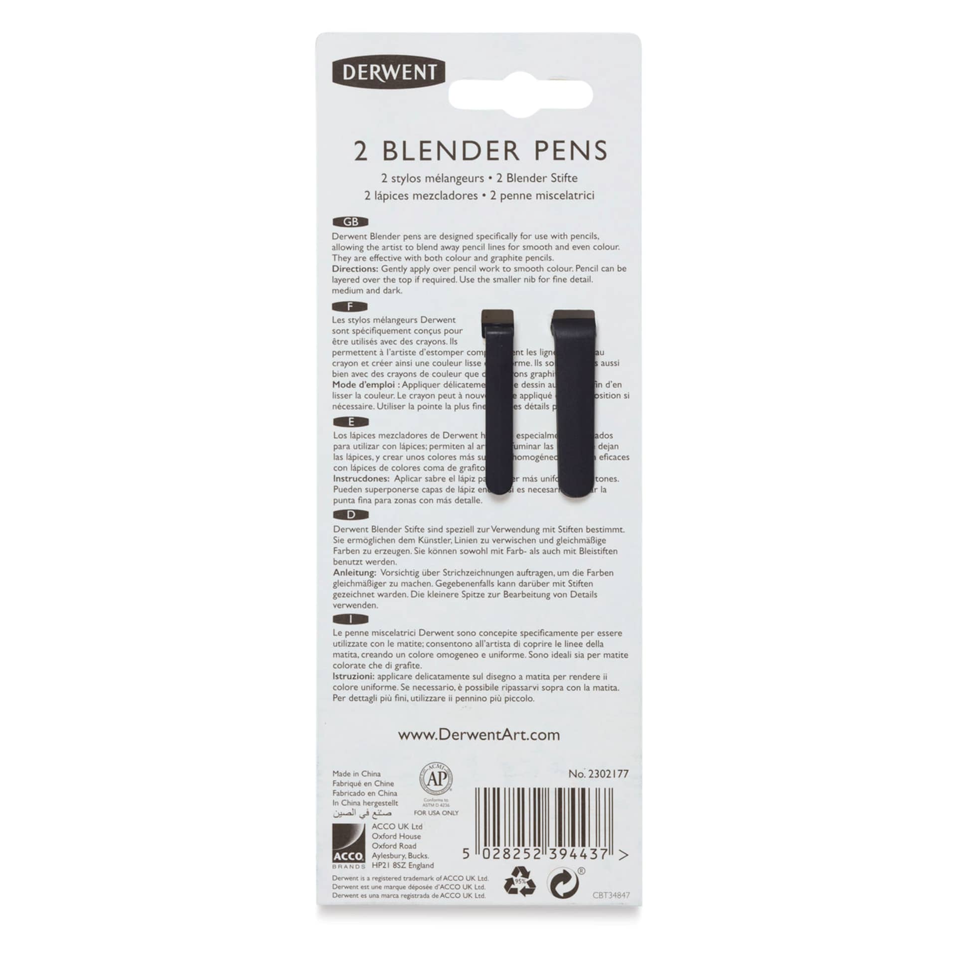 Derwent Blender Pens - Set of 2, back of packaging