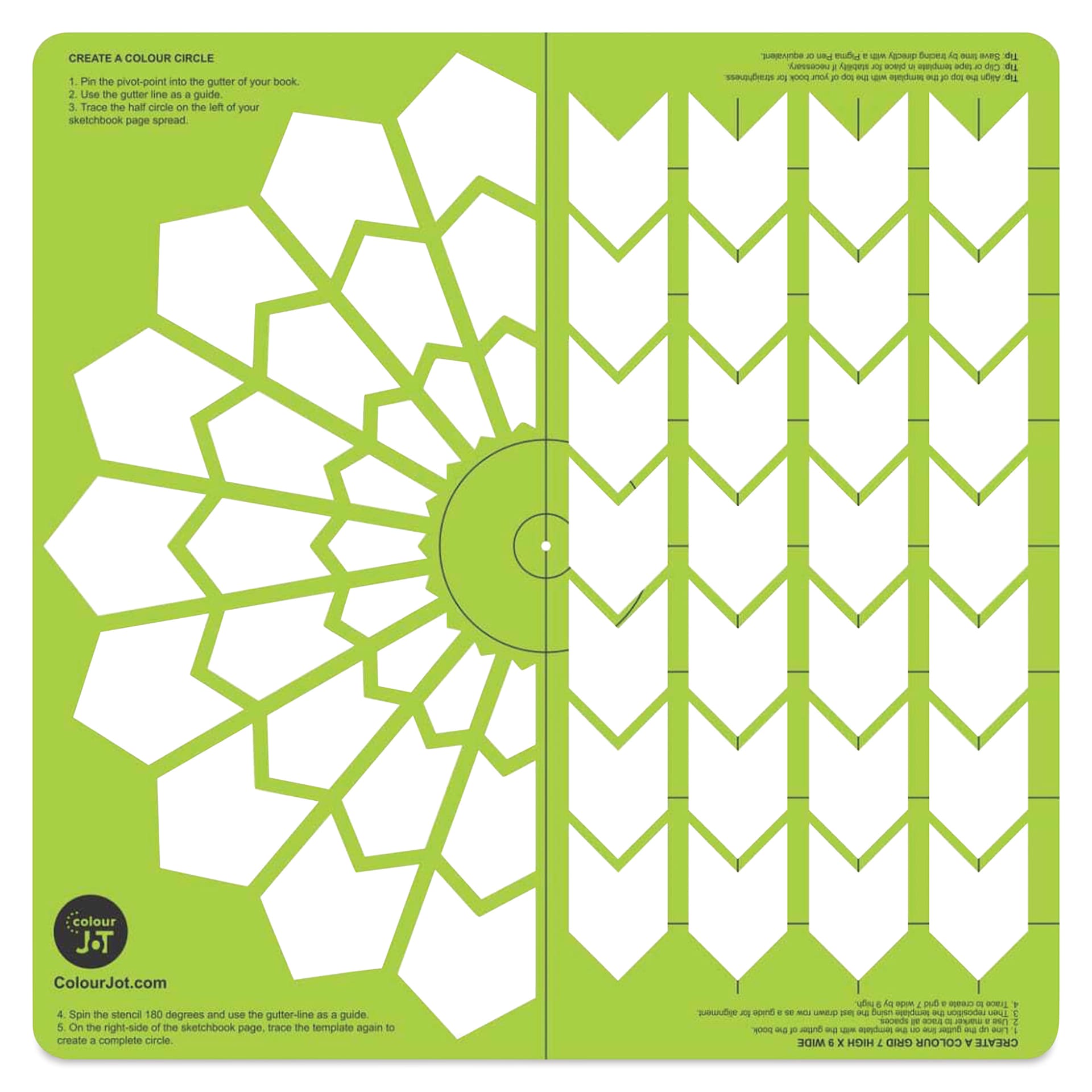 Pacific Arc ColourJot Mixing Template - Chevrons, out of packaging
