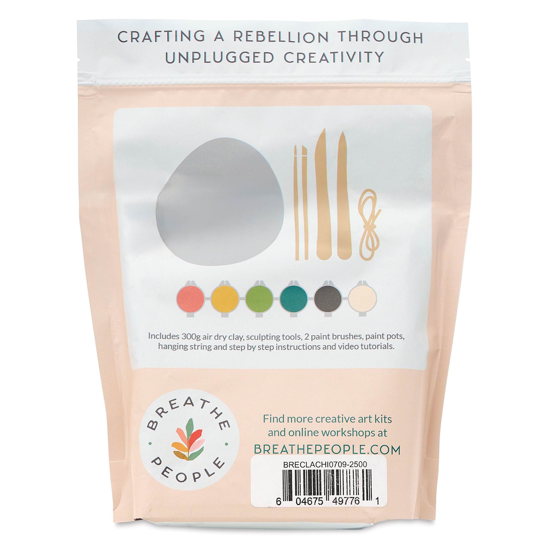 Breathe People Wind Chimes DIY Air Dry Clay Kit, back of packaging