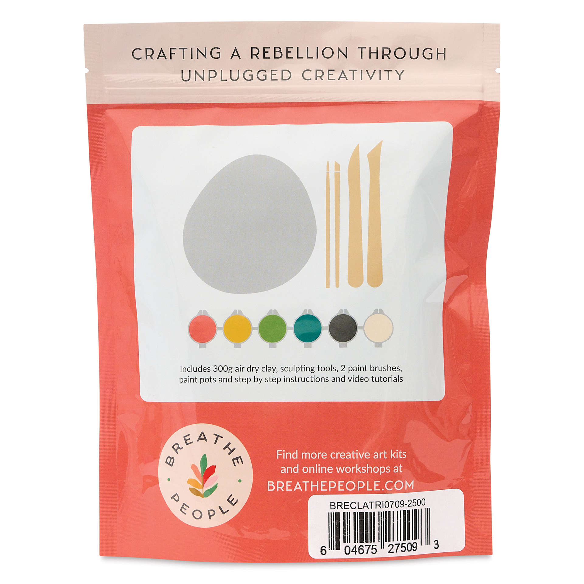 Breathe People DIY Air Dry Clay Trinket Dish Kit, back of package